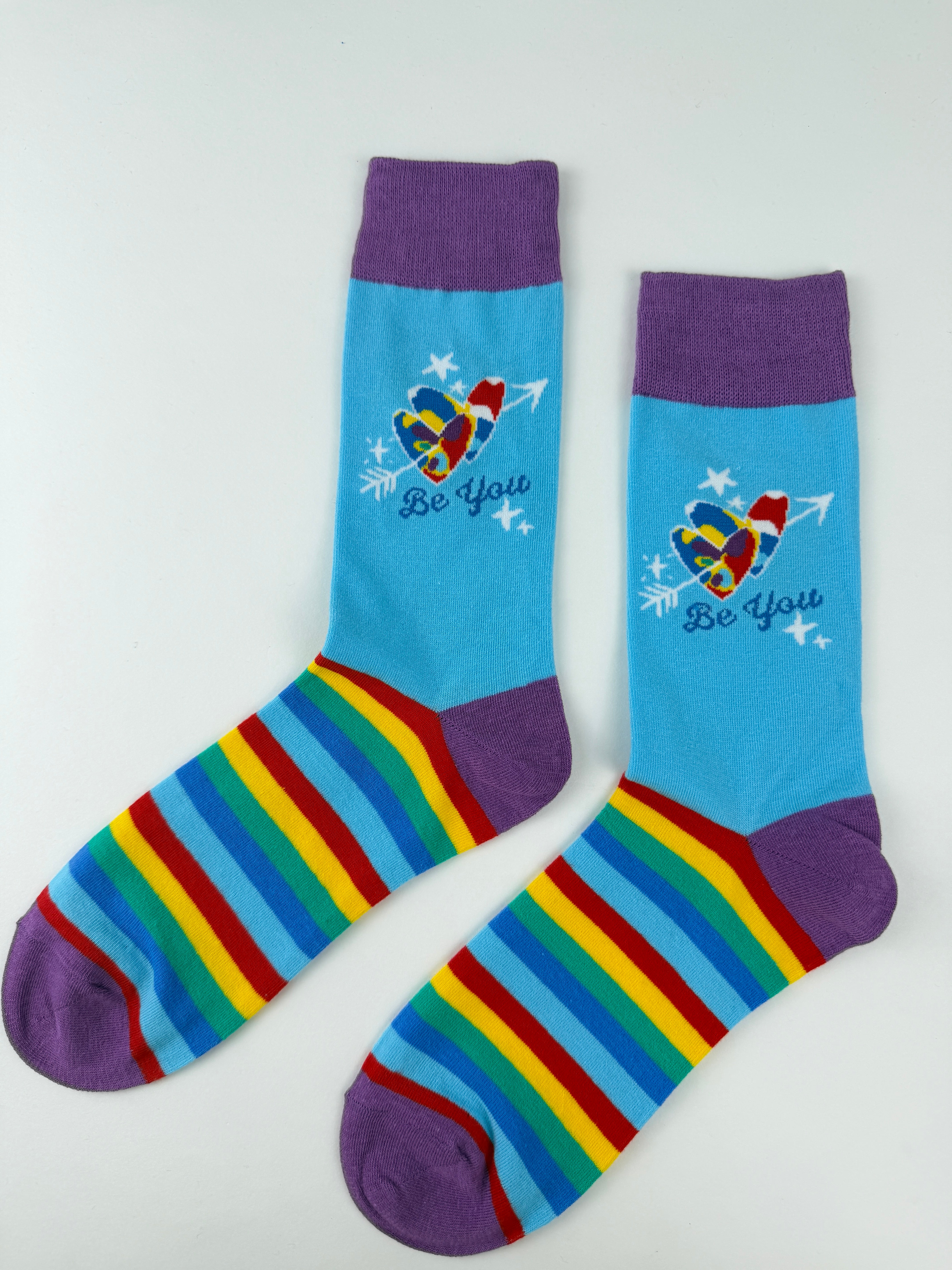 Valentine’s Socks – Be You Rainbow Heart Crew Socks Unisex