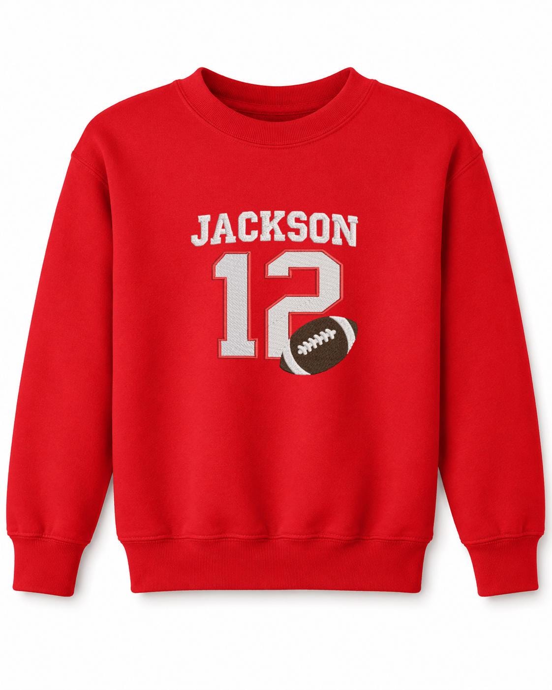 Personalized Kids Football Sweatshirt with Embroidered Name & Age