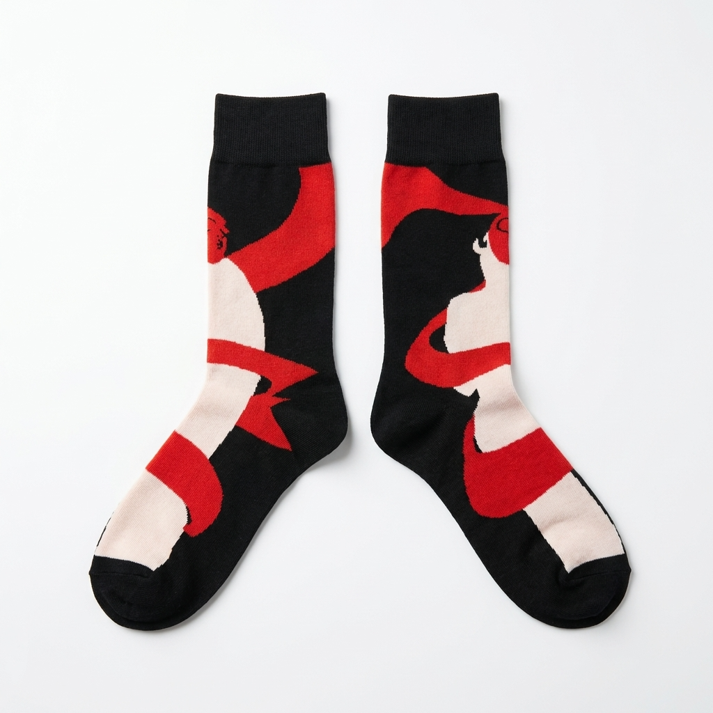 Picasso Collection β Red Abstract Face Crew Socks Unisex
