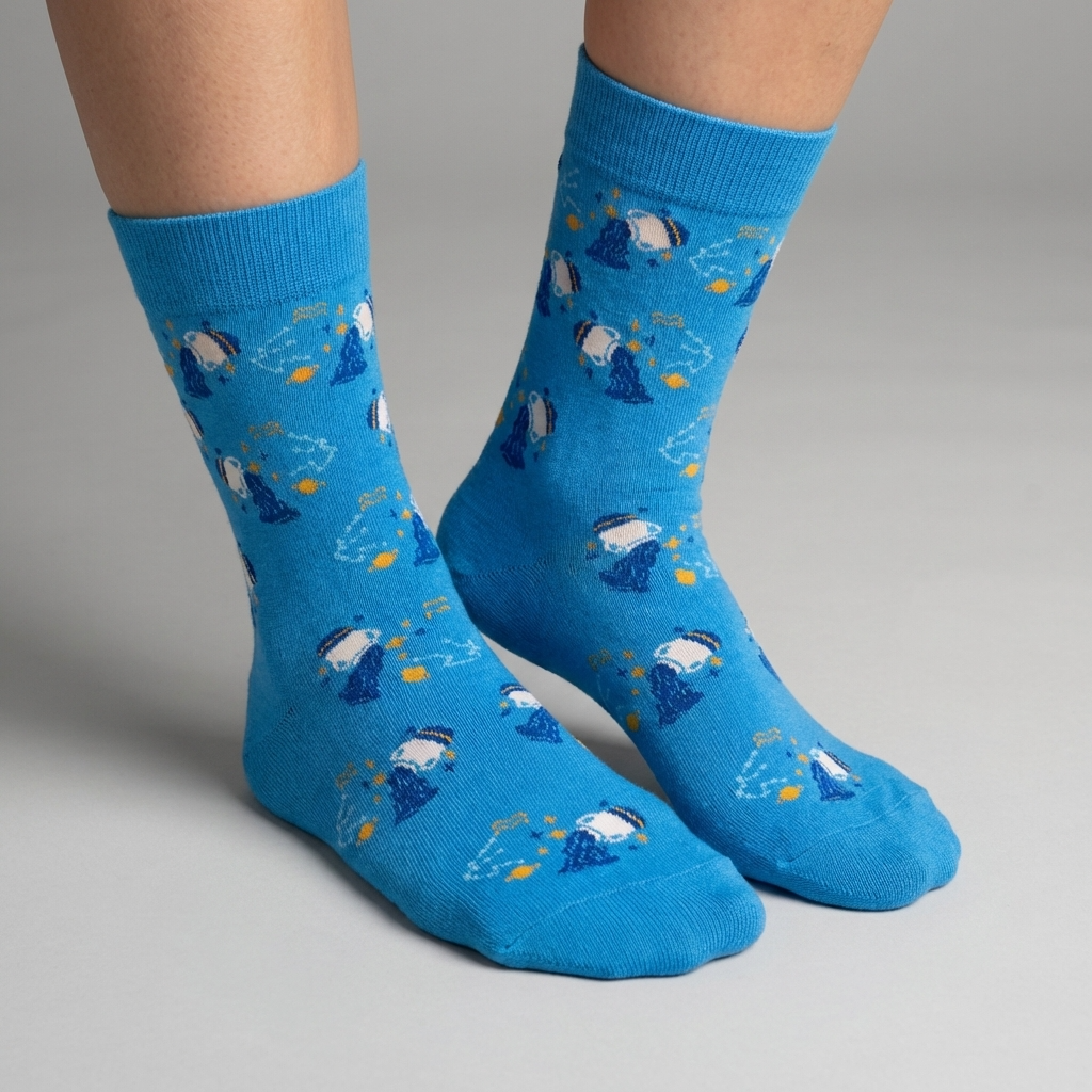 Constellation – Aquarius Zodiac Water Bearer Socks Blue