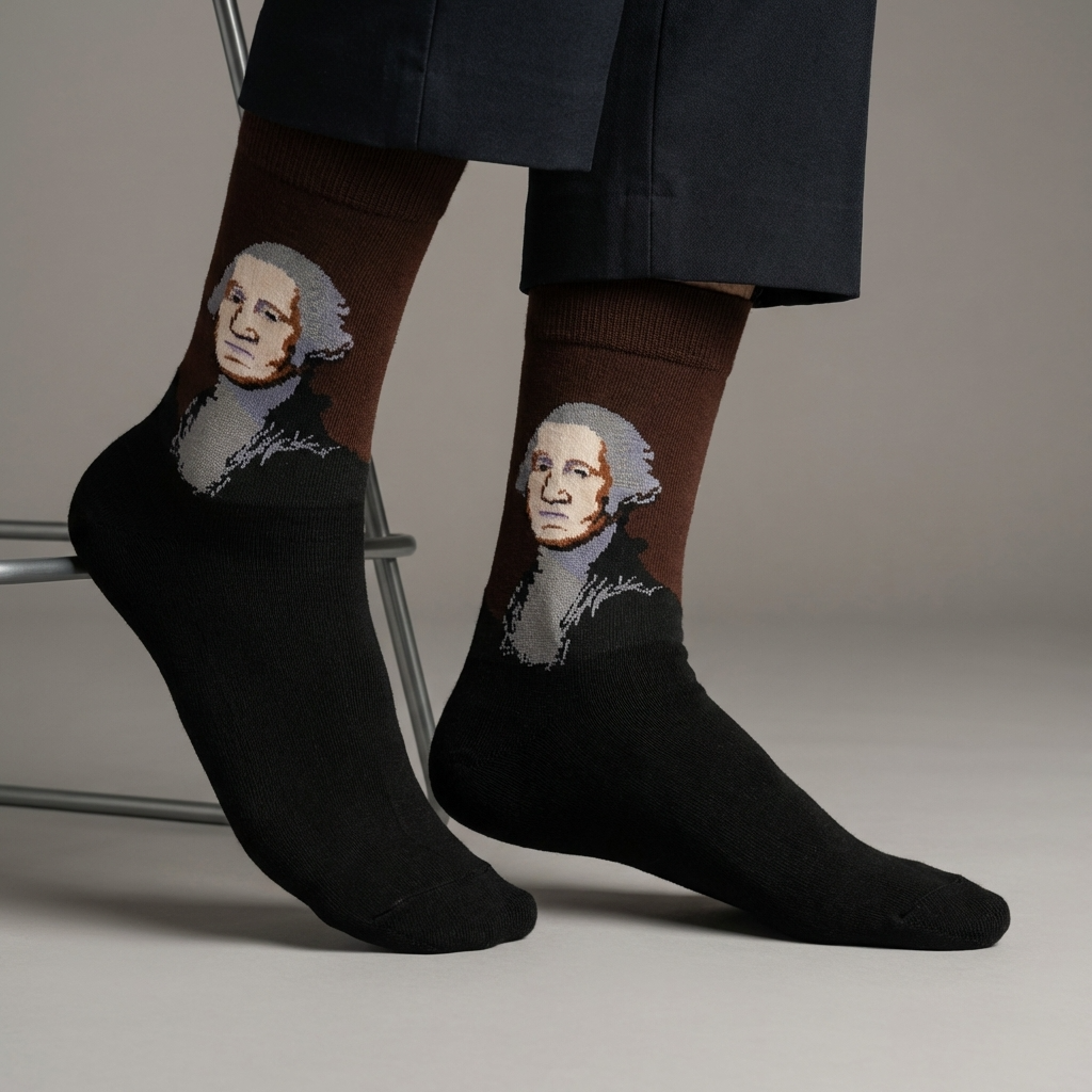 Oil Painting Collection – Washington Portrait Art Crew Socks