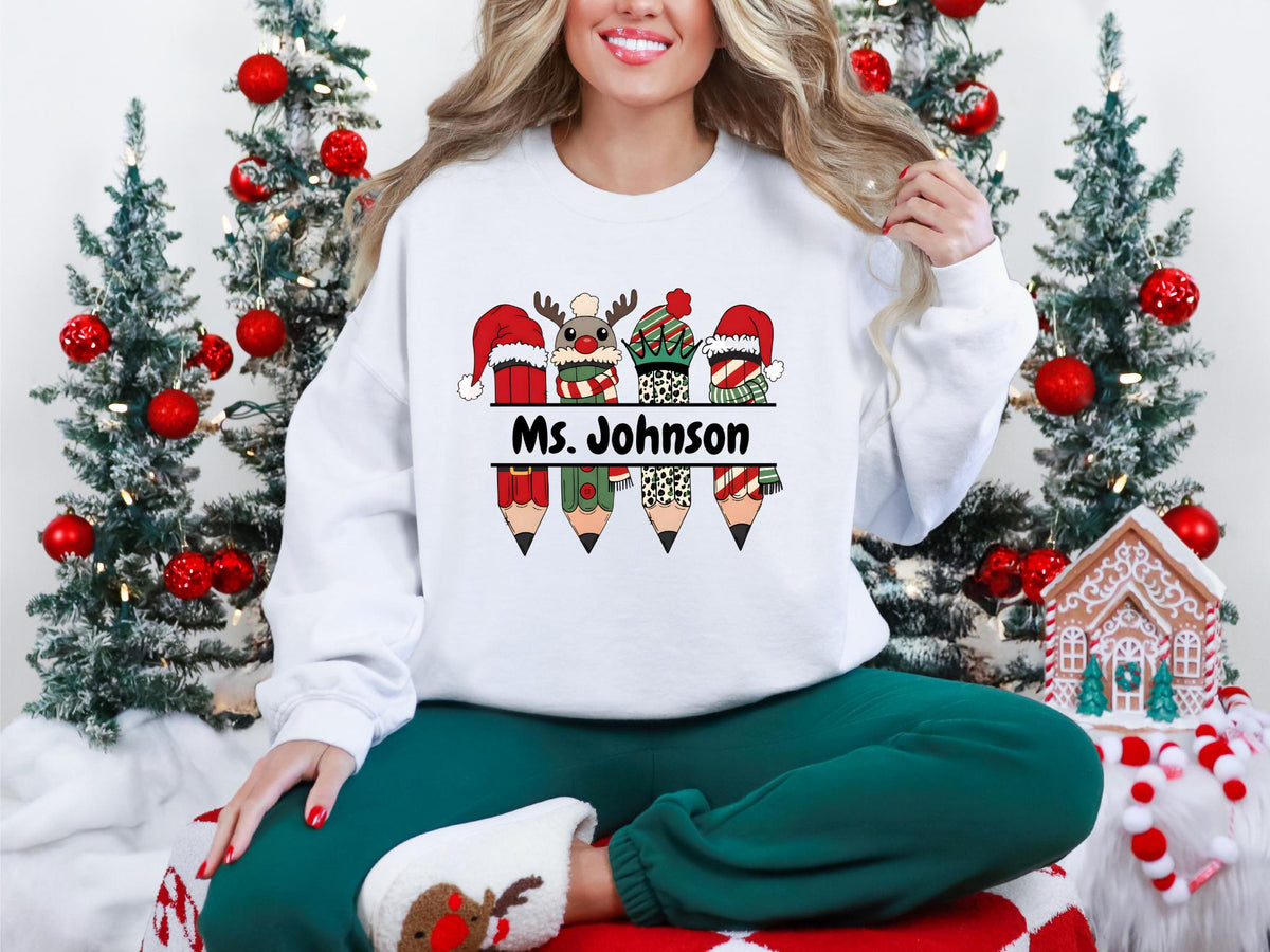 Personalized Teacher Christmas Adult Sweatshirt