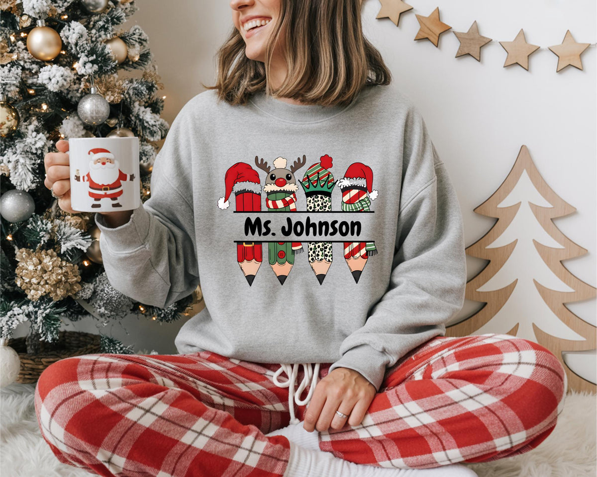 Personalized Teacher Christmas Adult Sweatshirt