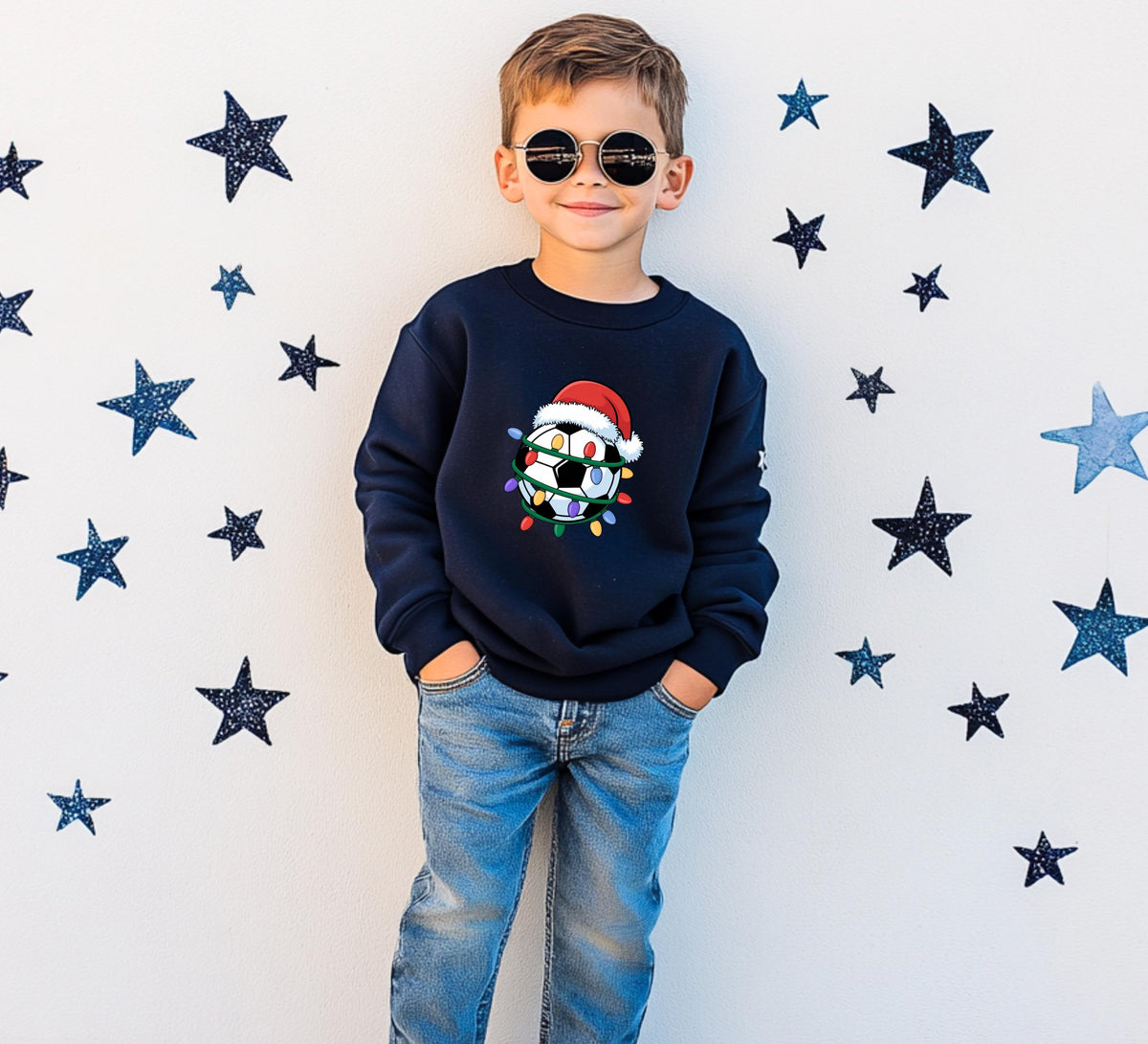 Christmas soccer sweatshirt design for kids