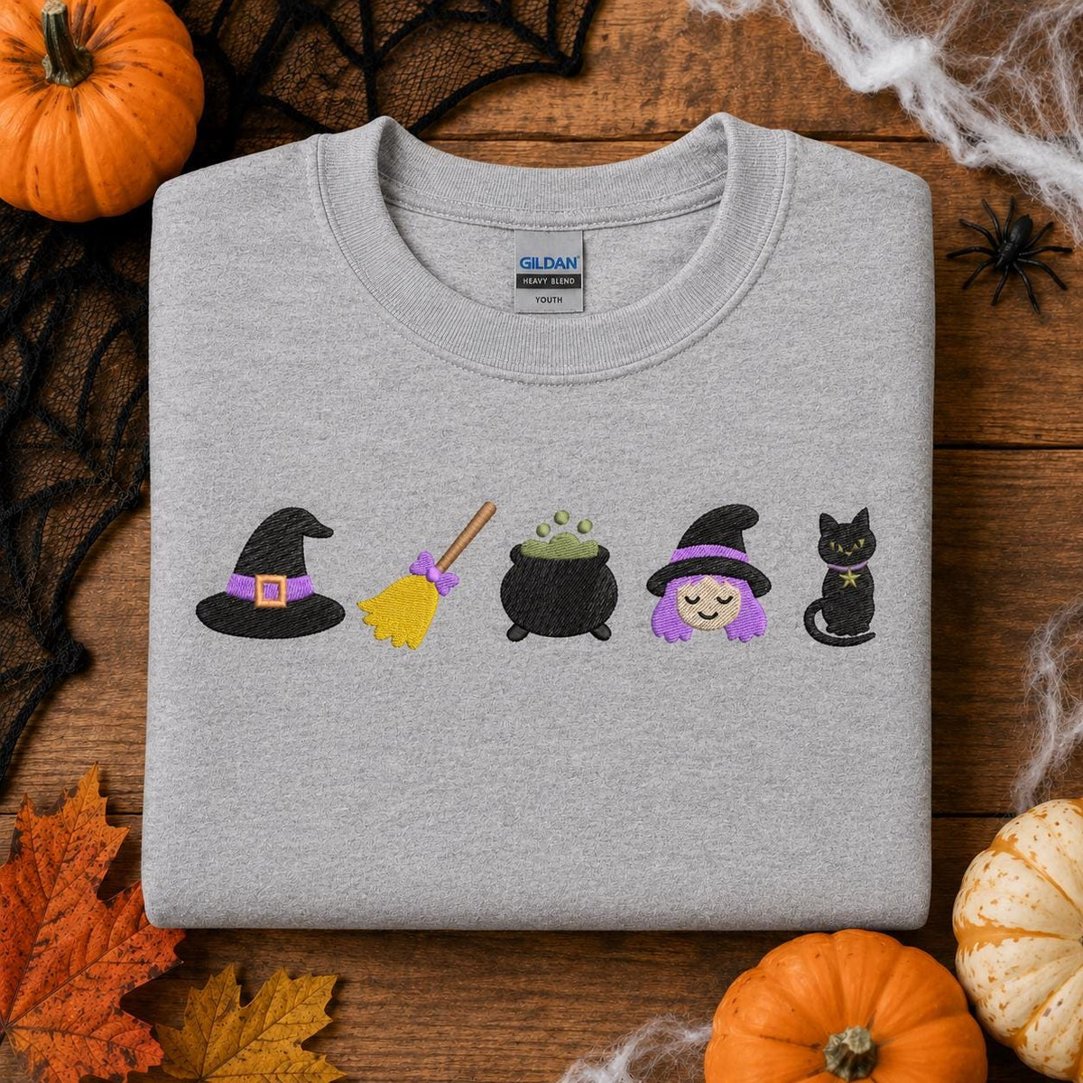 Sport Grey Little Witch embroidered youth sweatshirt