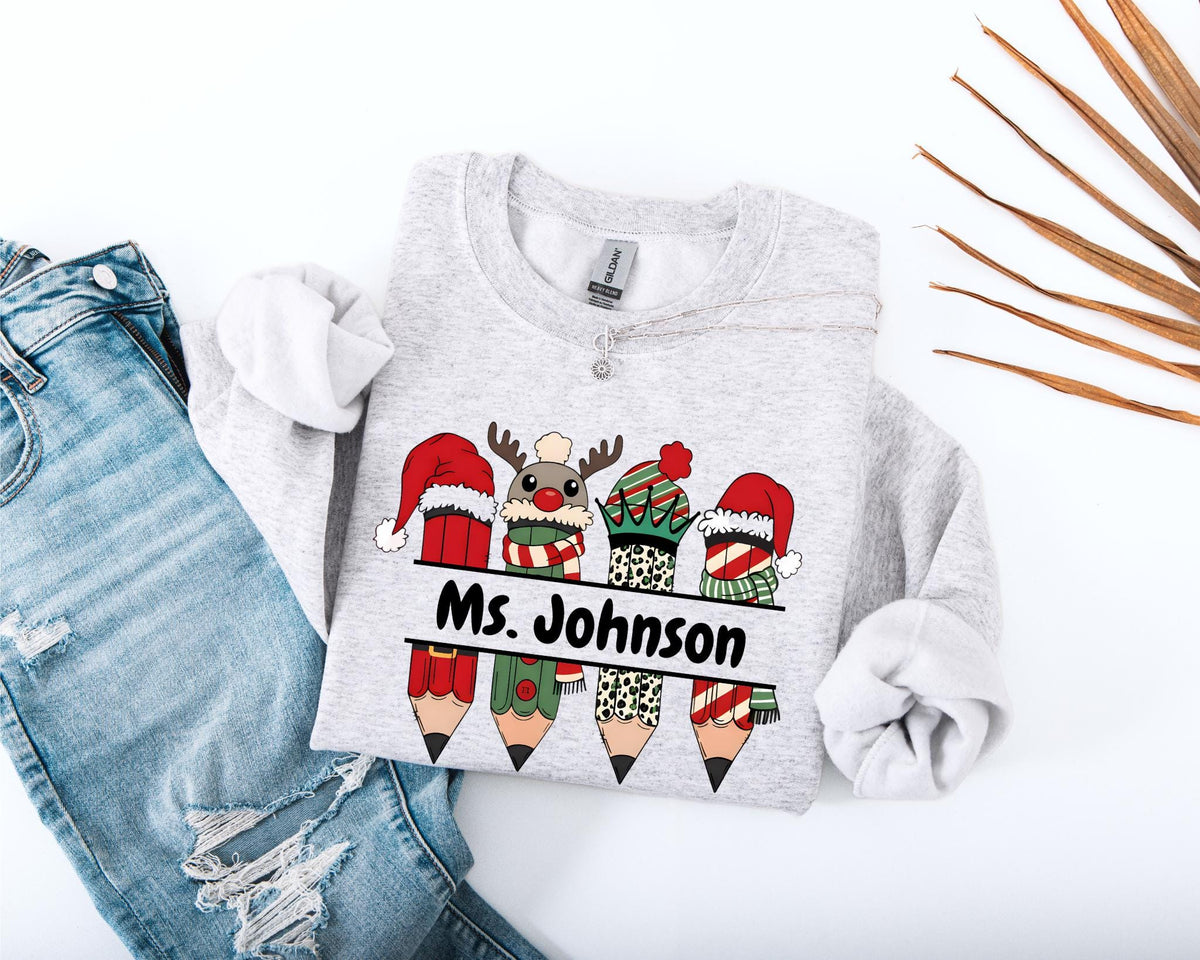 Personalized Teacher Christmas Adult Sweatshirt