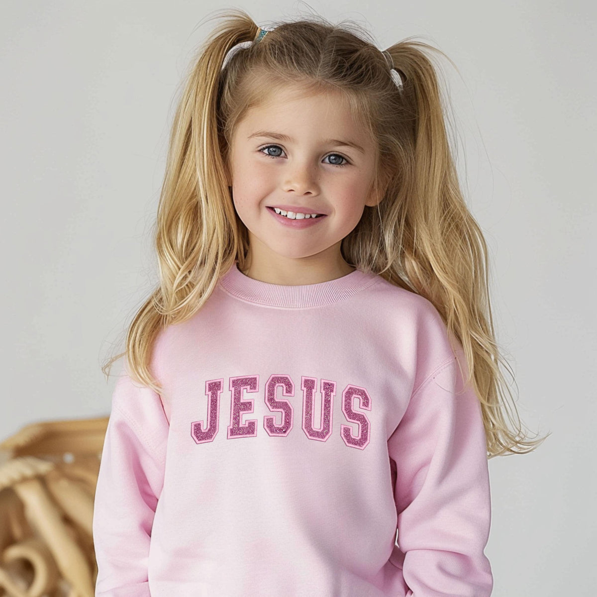 Glitter Embroidered JESUS Youth Hoodie