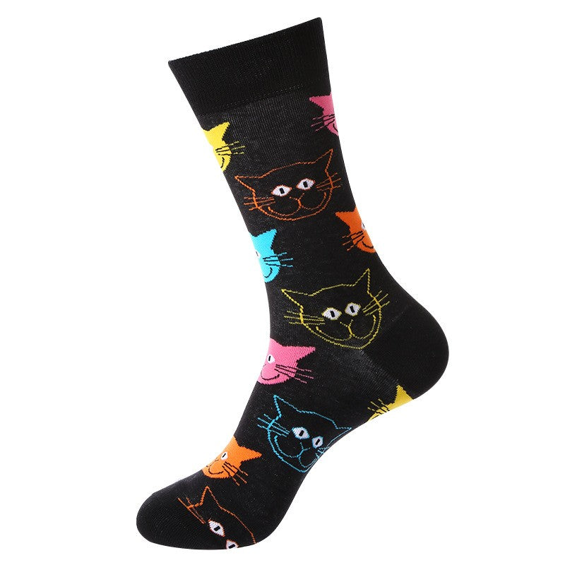 Animal Socks – Sketch Cat Face Crew Socks