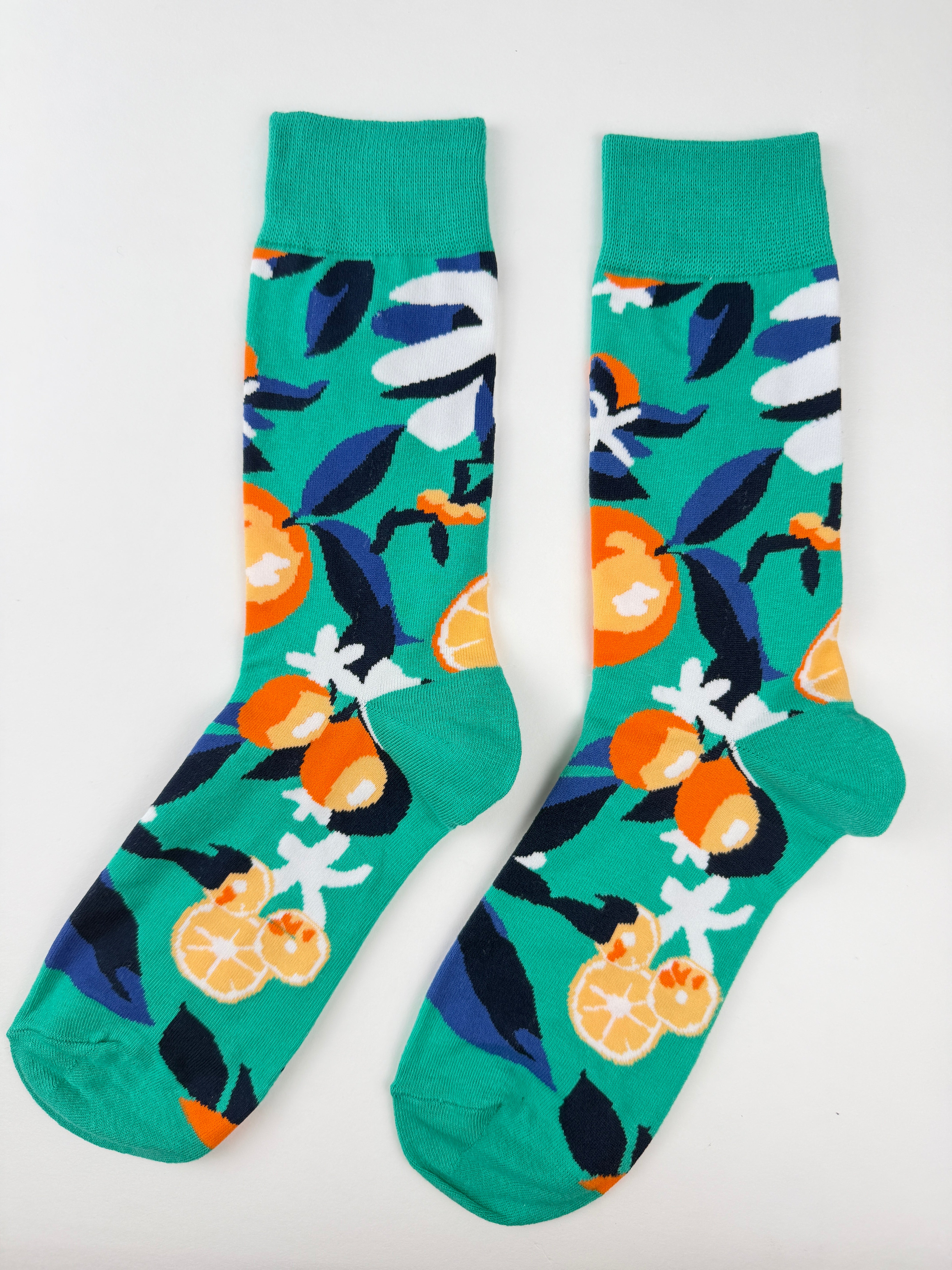 Fruit Socks – Orange Citrus Green Novelty Socks