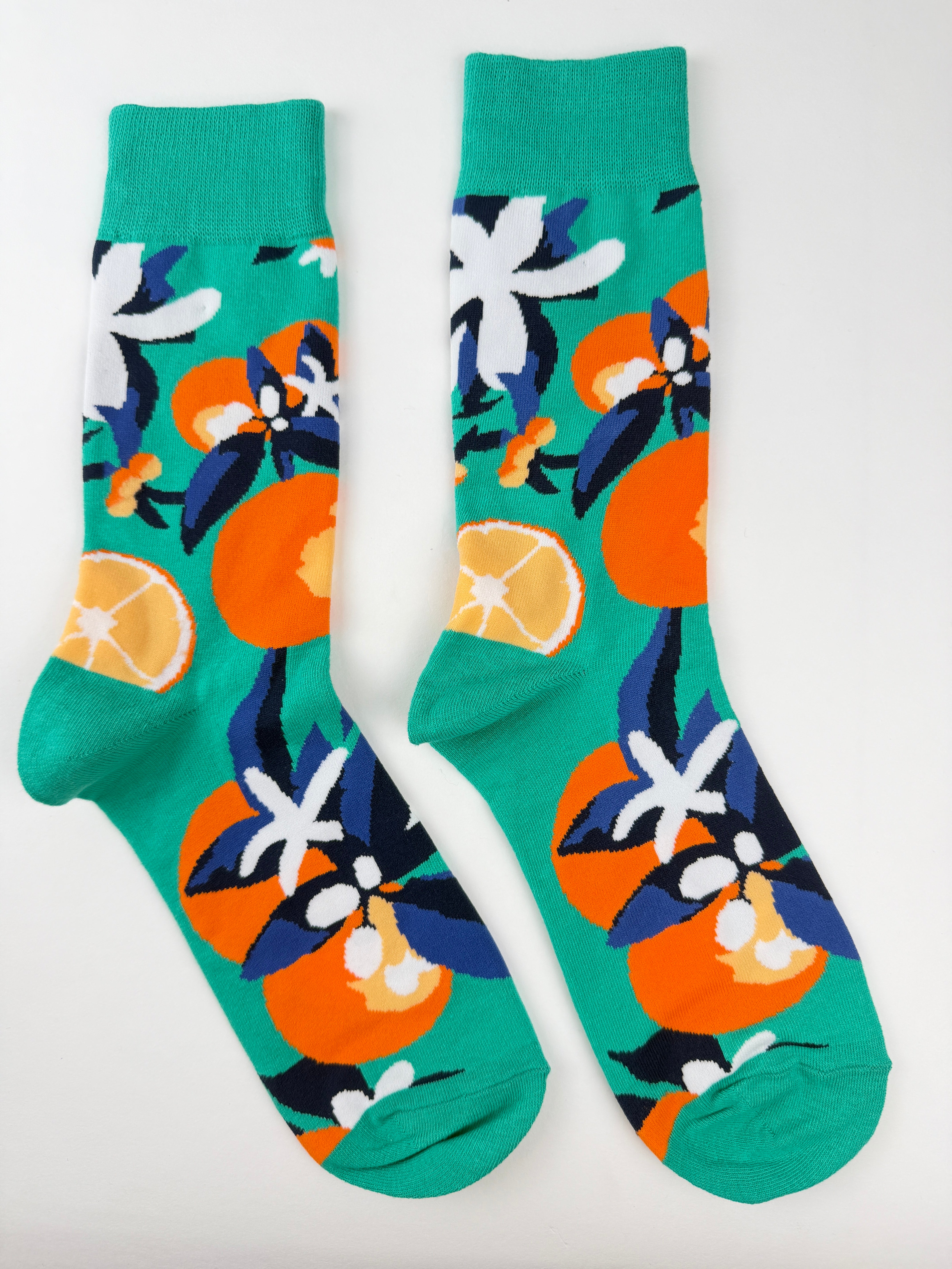 Fruit Socks – Orange Citrus Green Novelty Socks