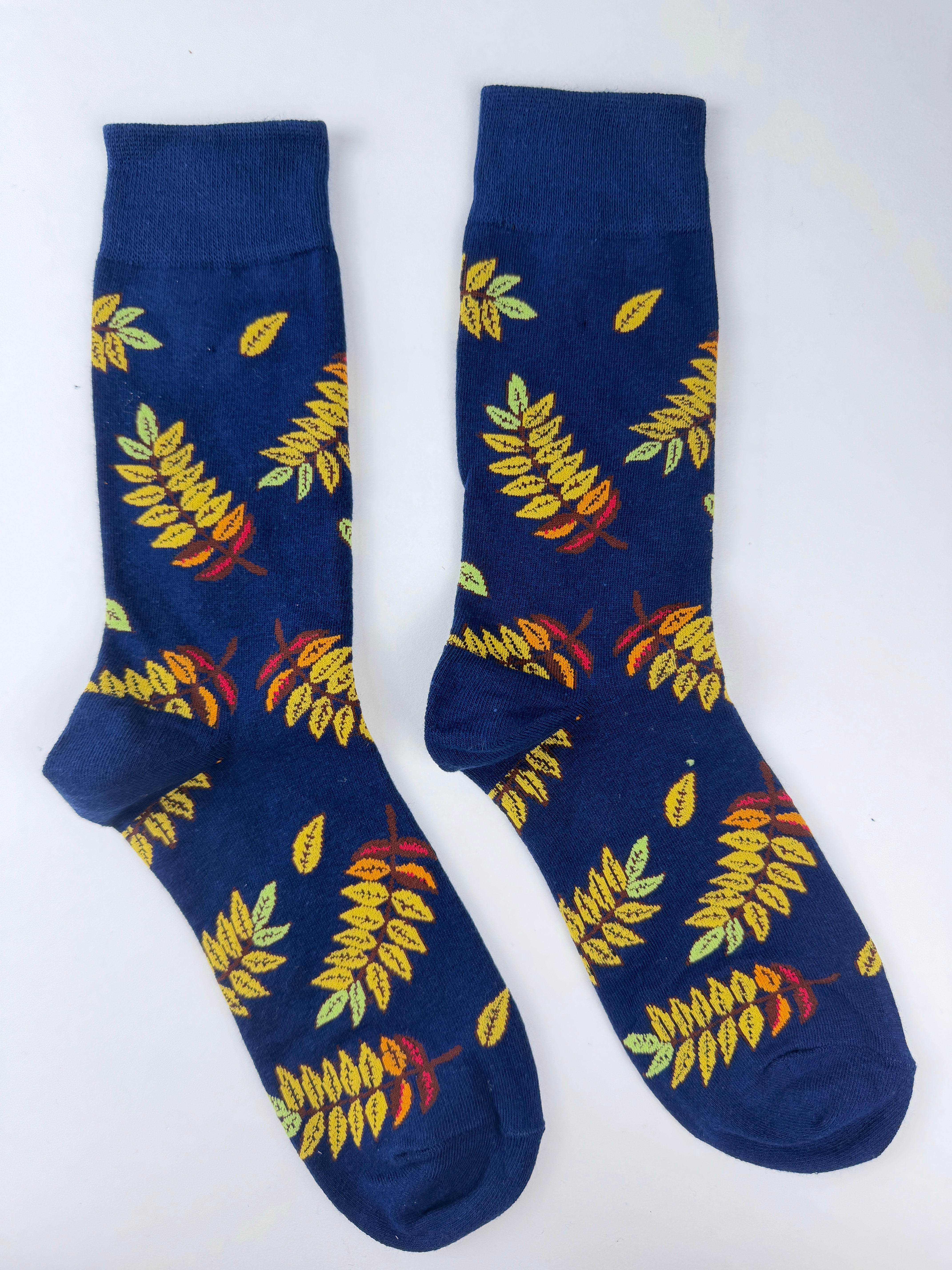 Leaf Socks – Navy Autumn Leaves Socks