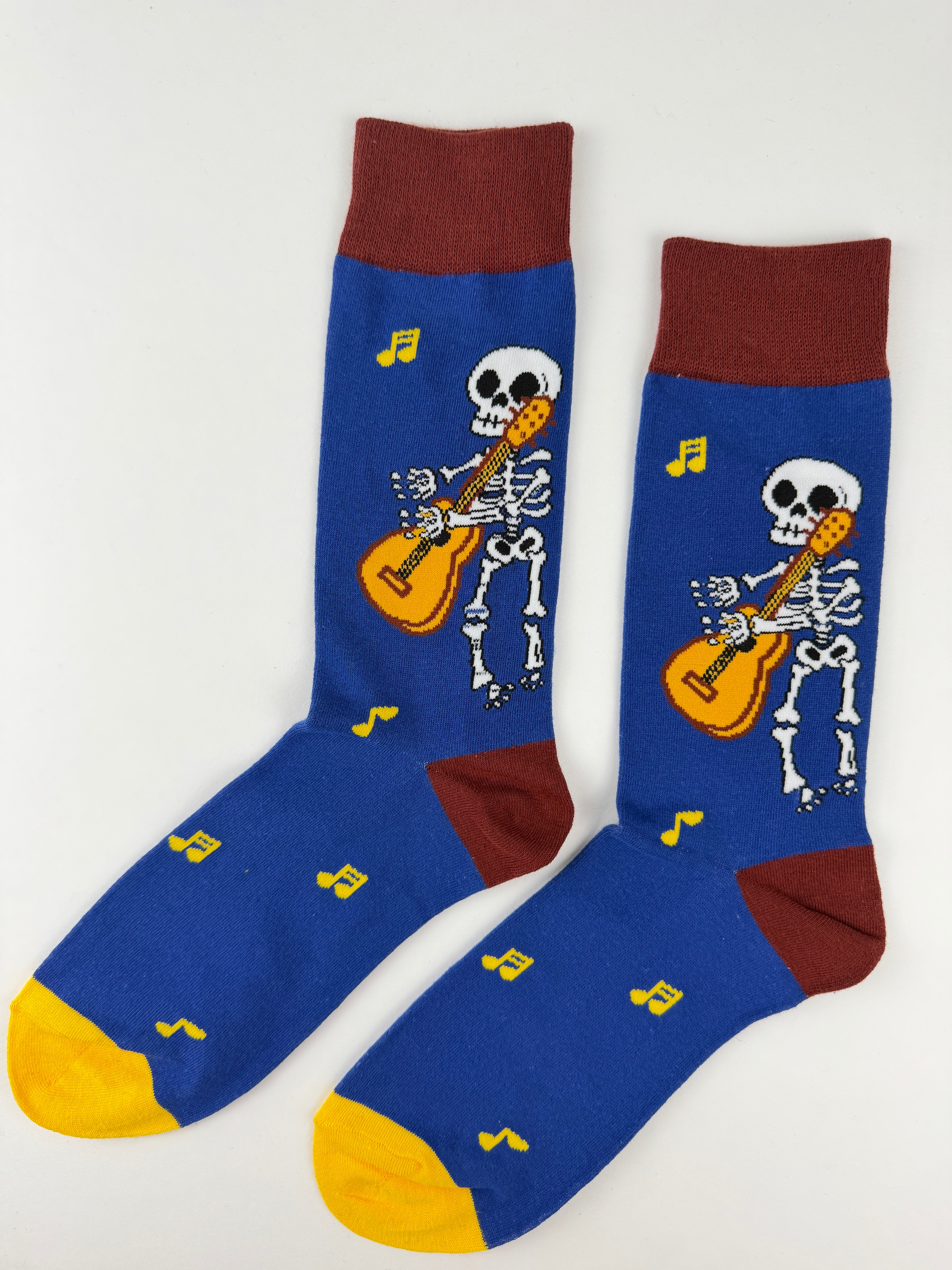 Day of the Dead Skeleton Guitar Player Socks