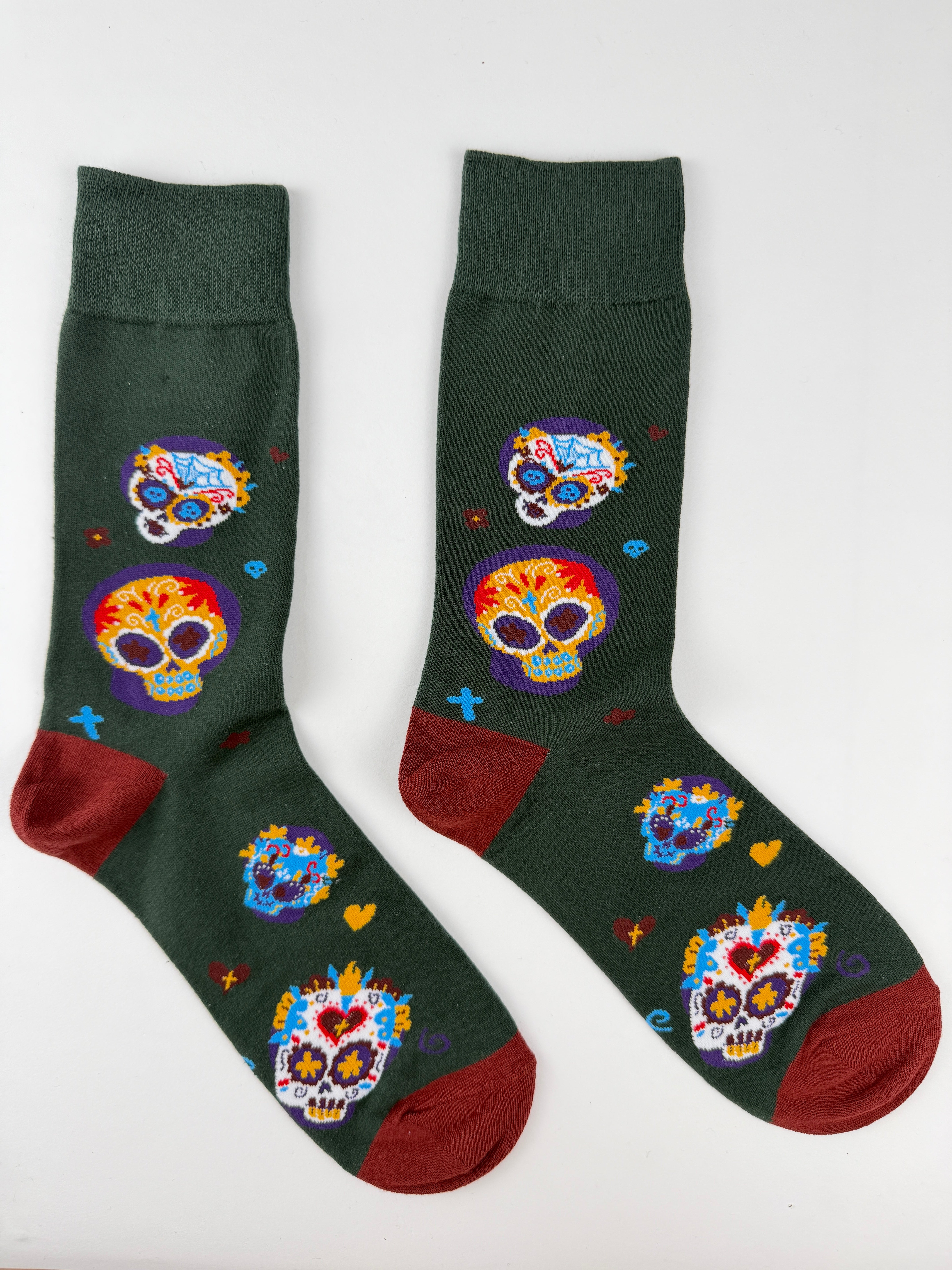 Day of the Dead Sugar Skull Calavera Crew Socks