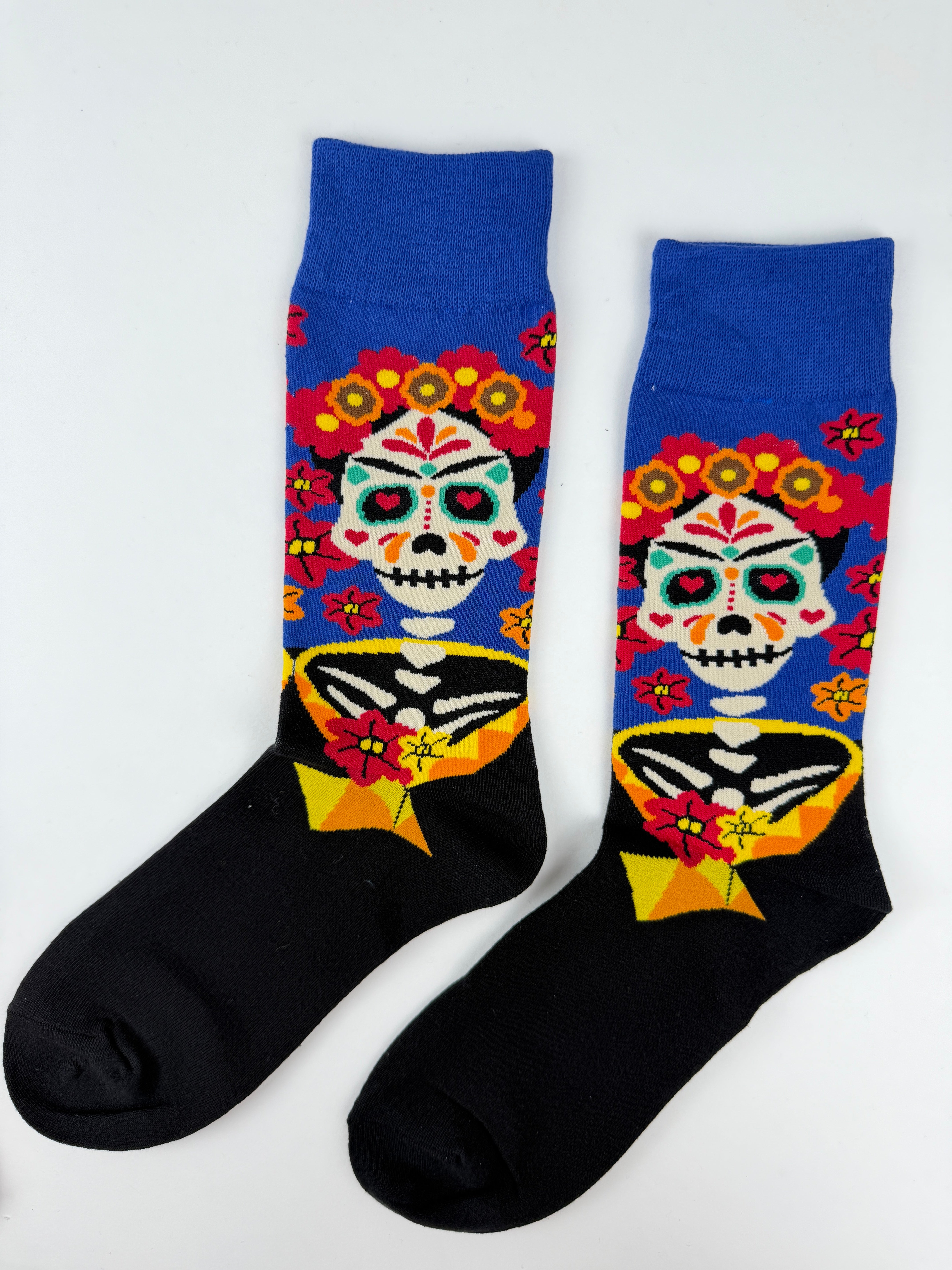 Mexico Sugar Skull Skeleton Crew Socks