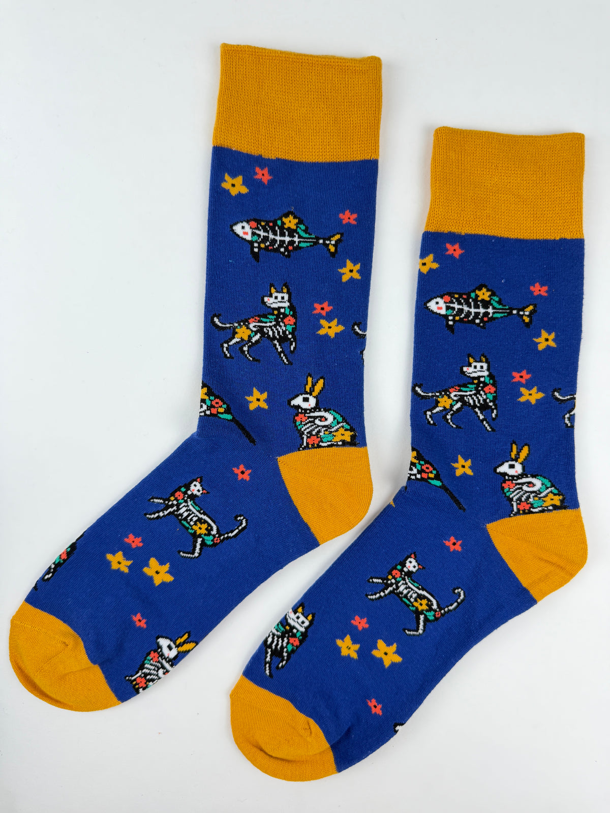 Day of the Dead Skeleton Dog Crew Socks