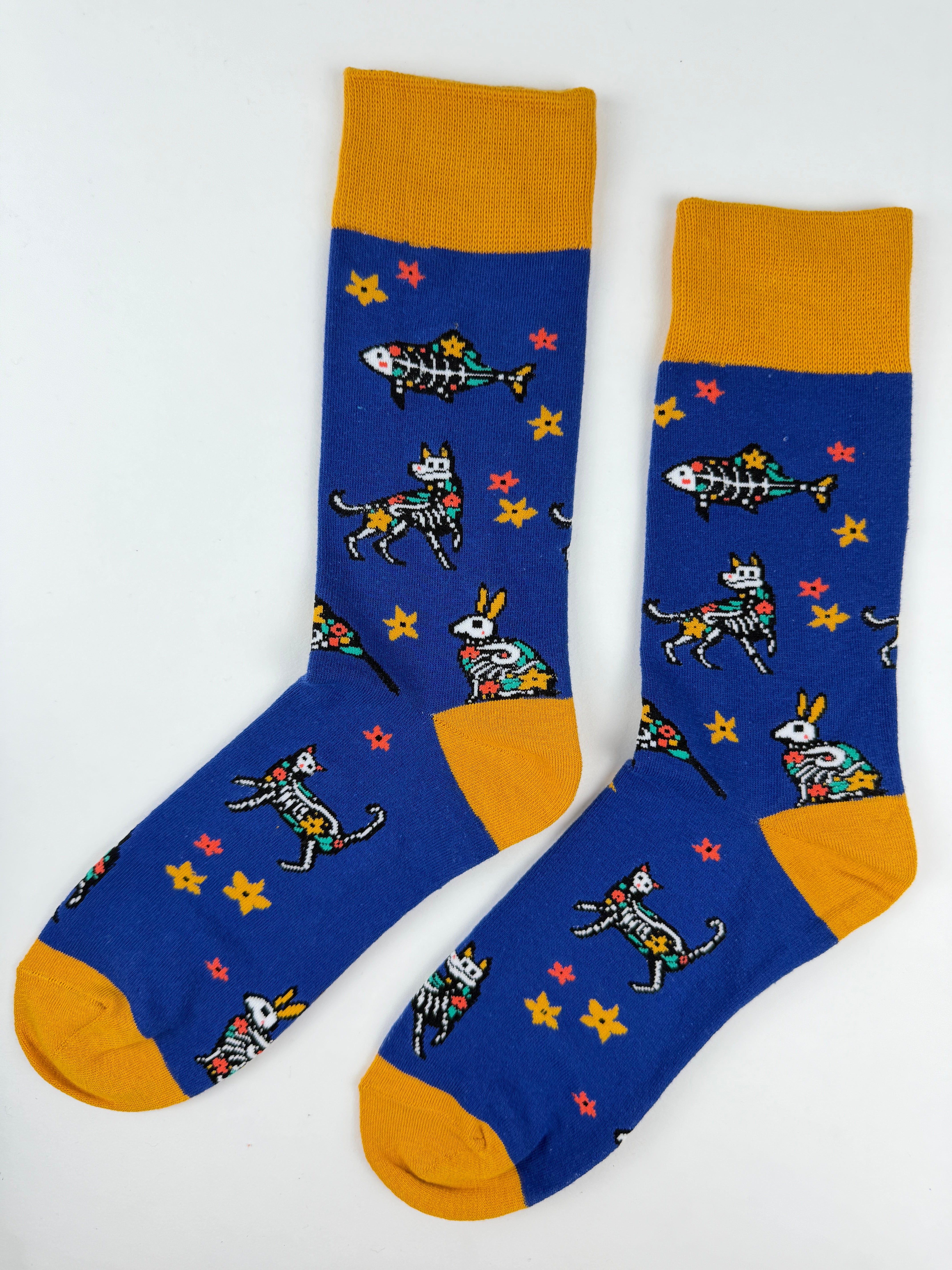 Day of the Dead Skeleton Dog Crew Socks