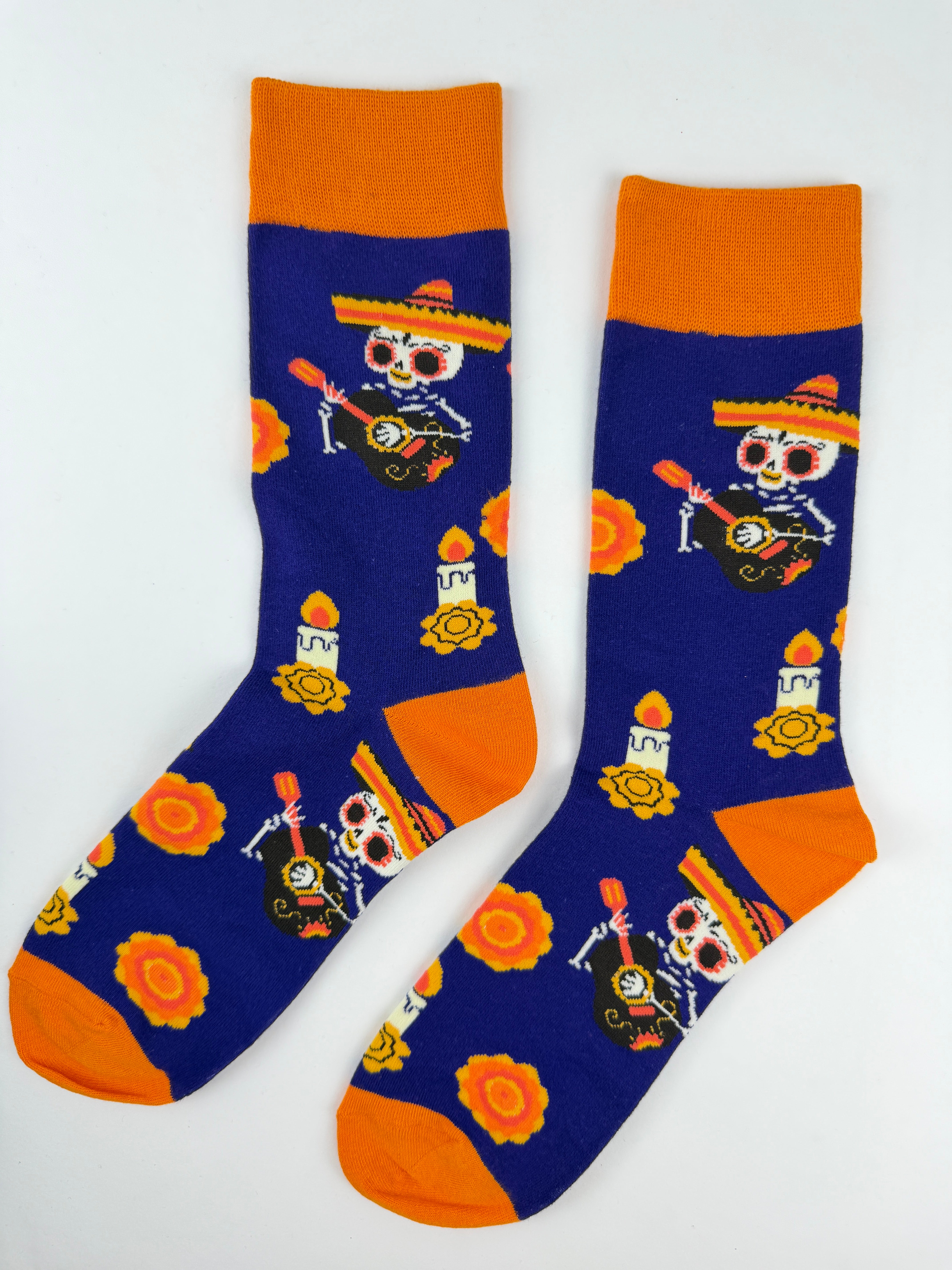 Day of the Dead Mariachi Skeleton Crew Socks