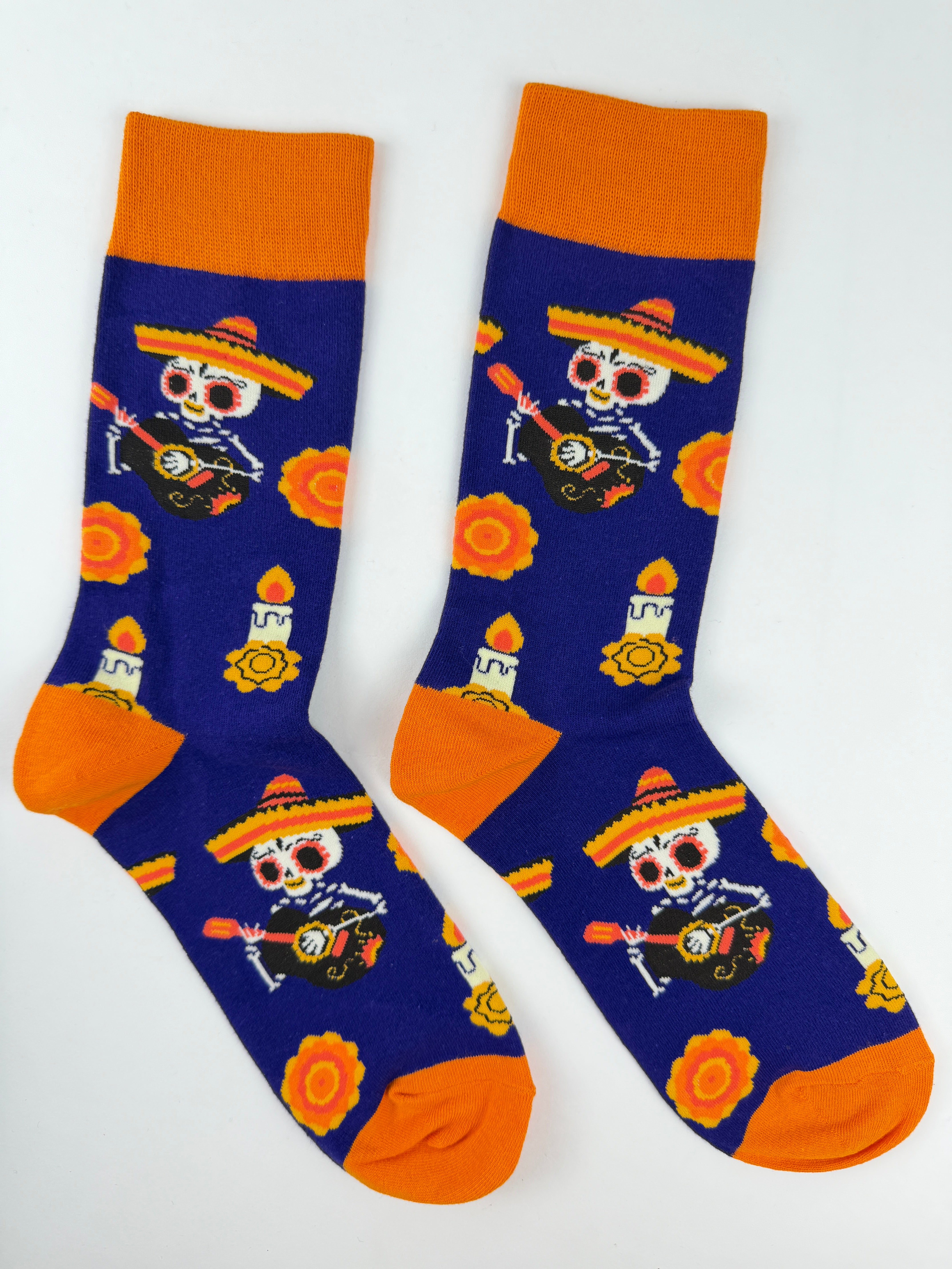 Day of the Dead Mariachi Skeleton Crew Socks