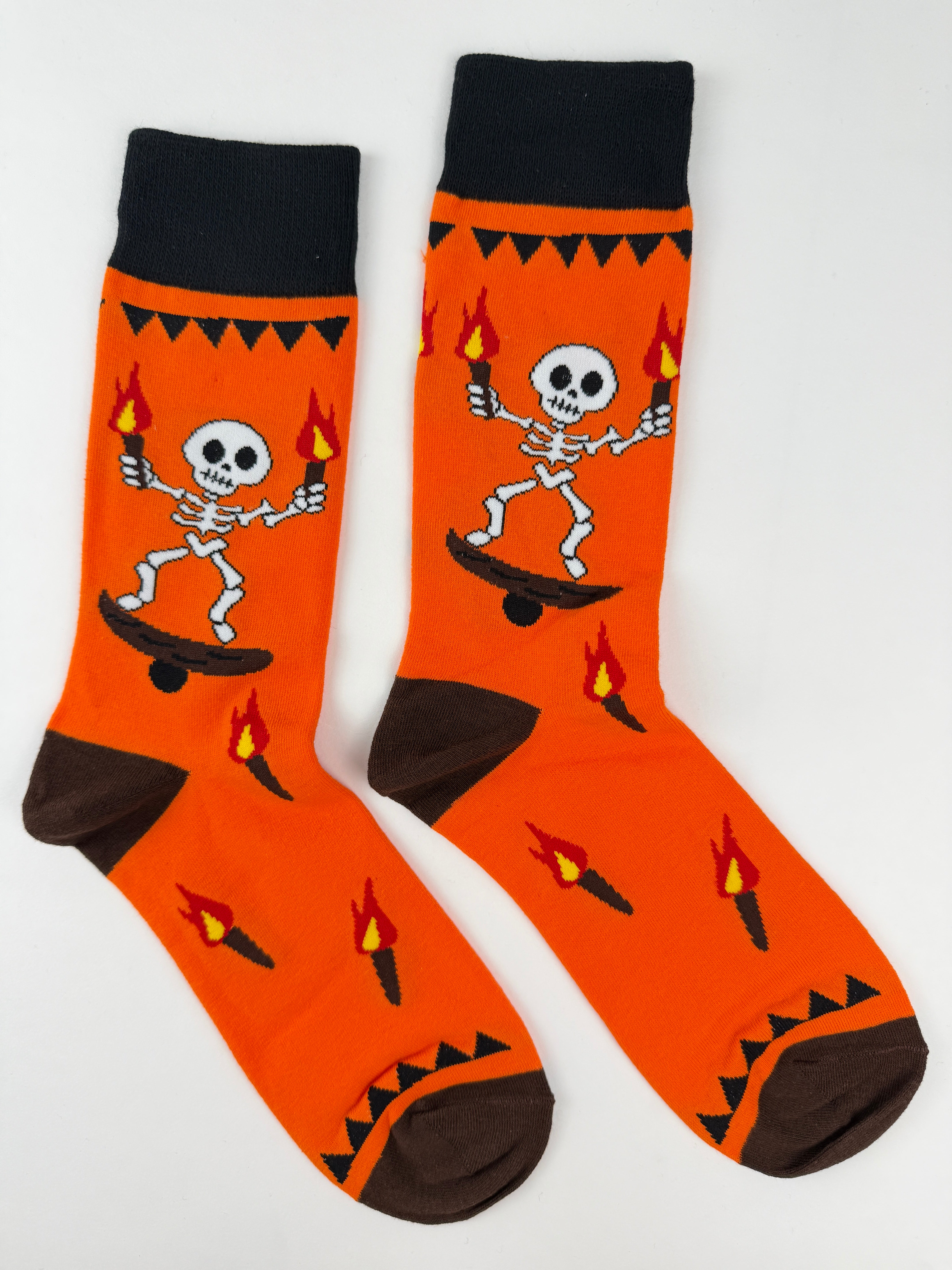 Day of the Dead Skeleton Skateboard Flame Crew Socks