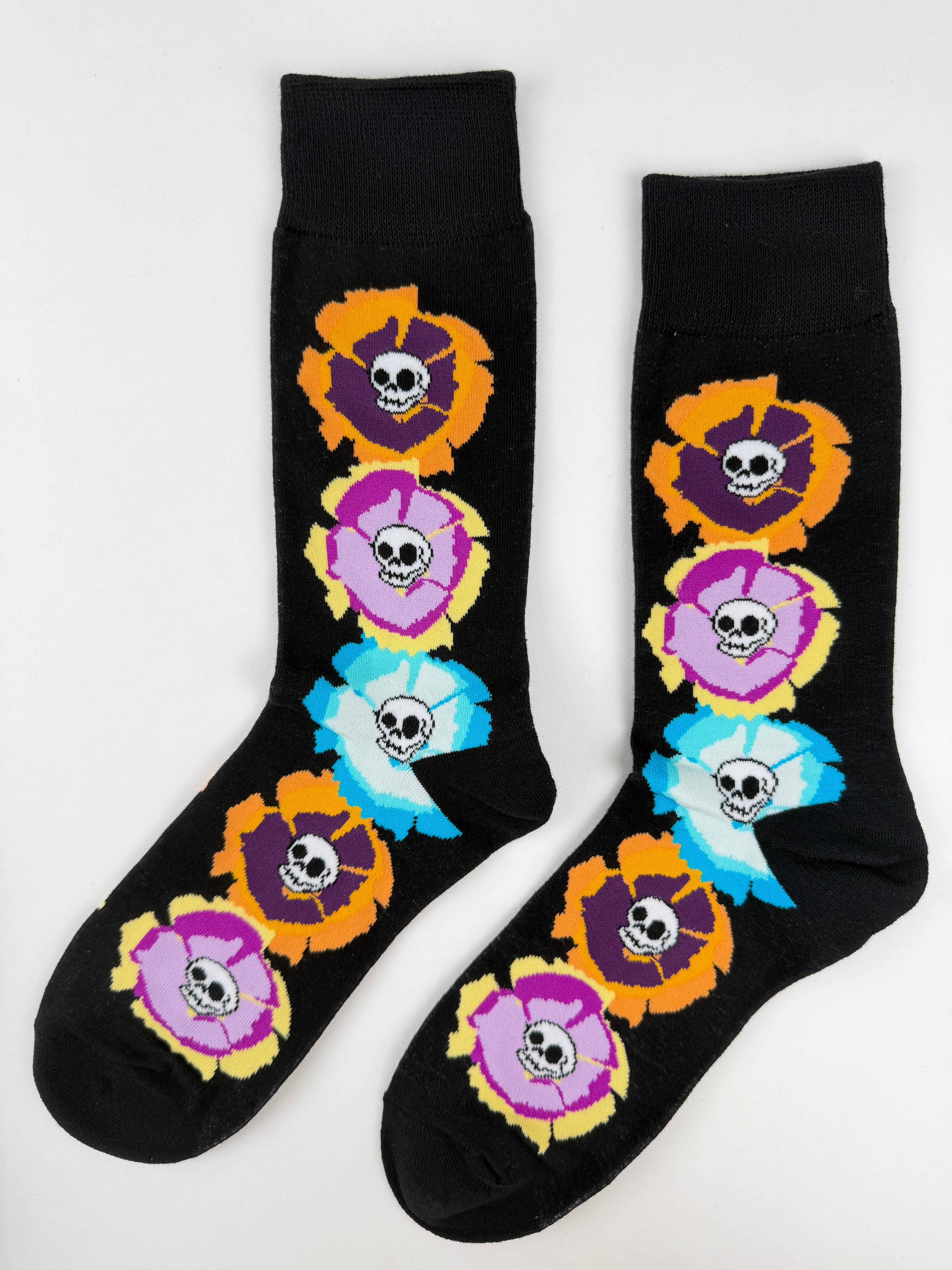 Day of the Dead Skull Flower Socks