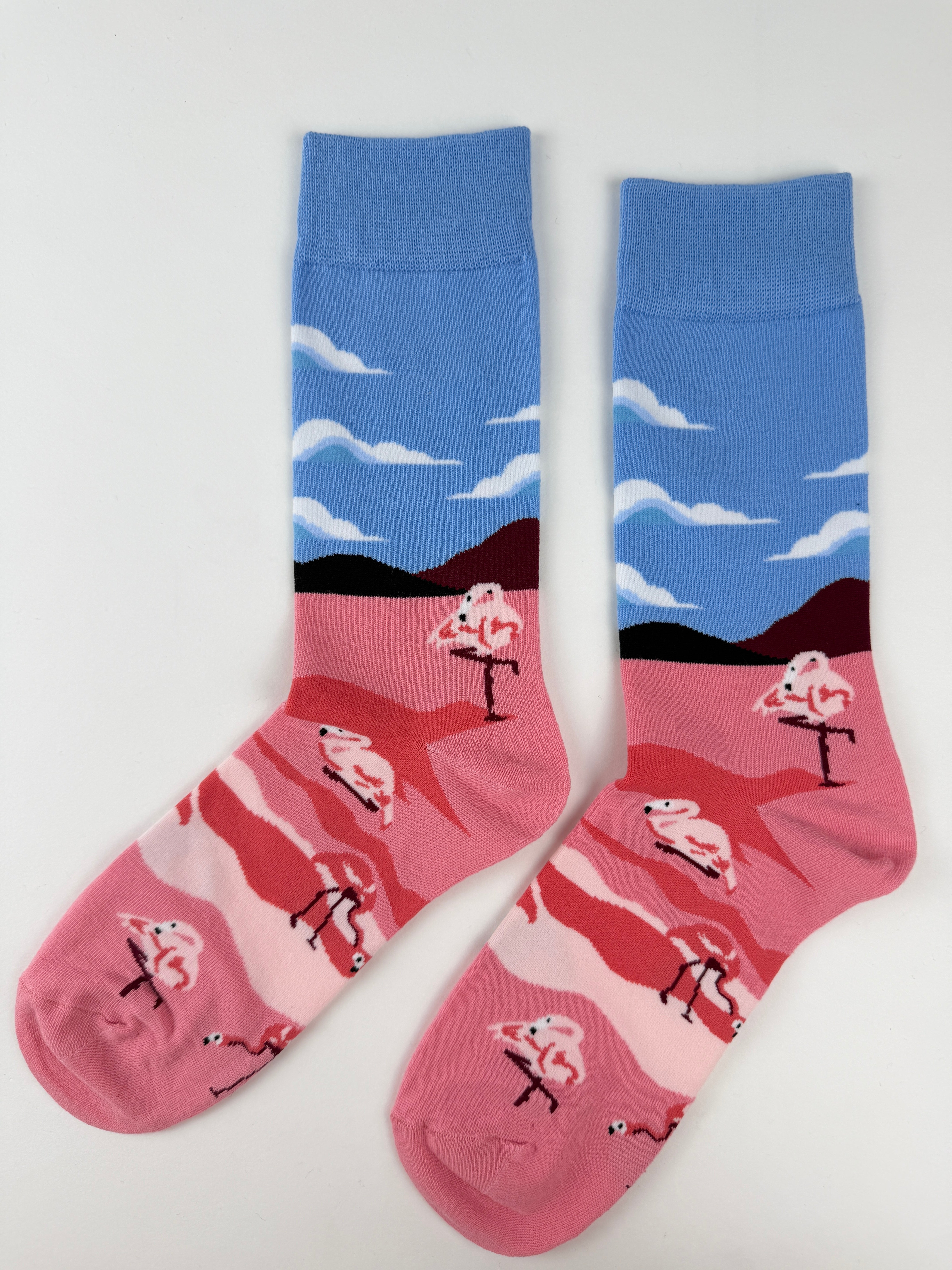 Flamingo Sunset Landscape Crew Socks