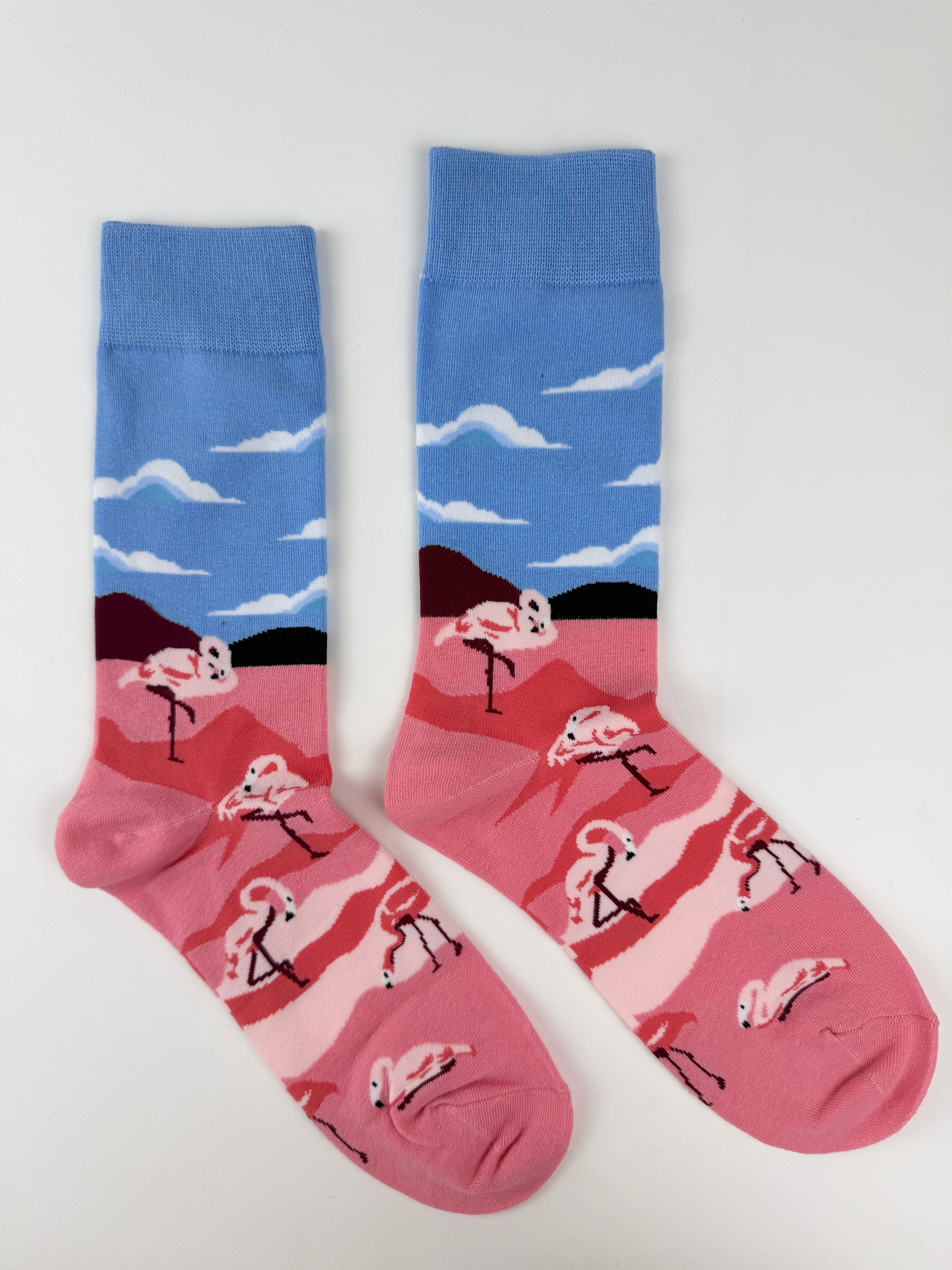 Flamingo Sunset Landscape Crew Socks