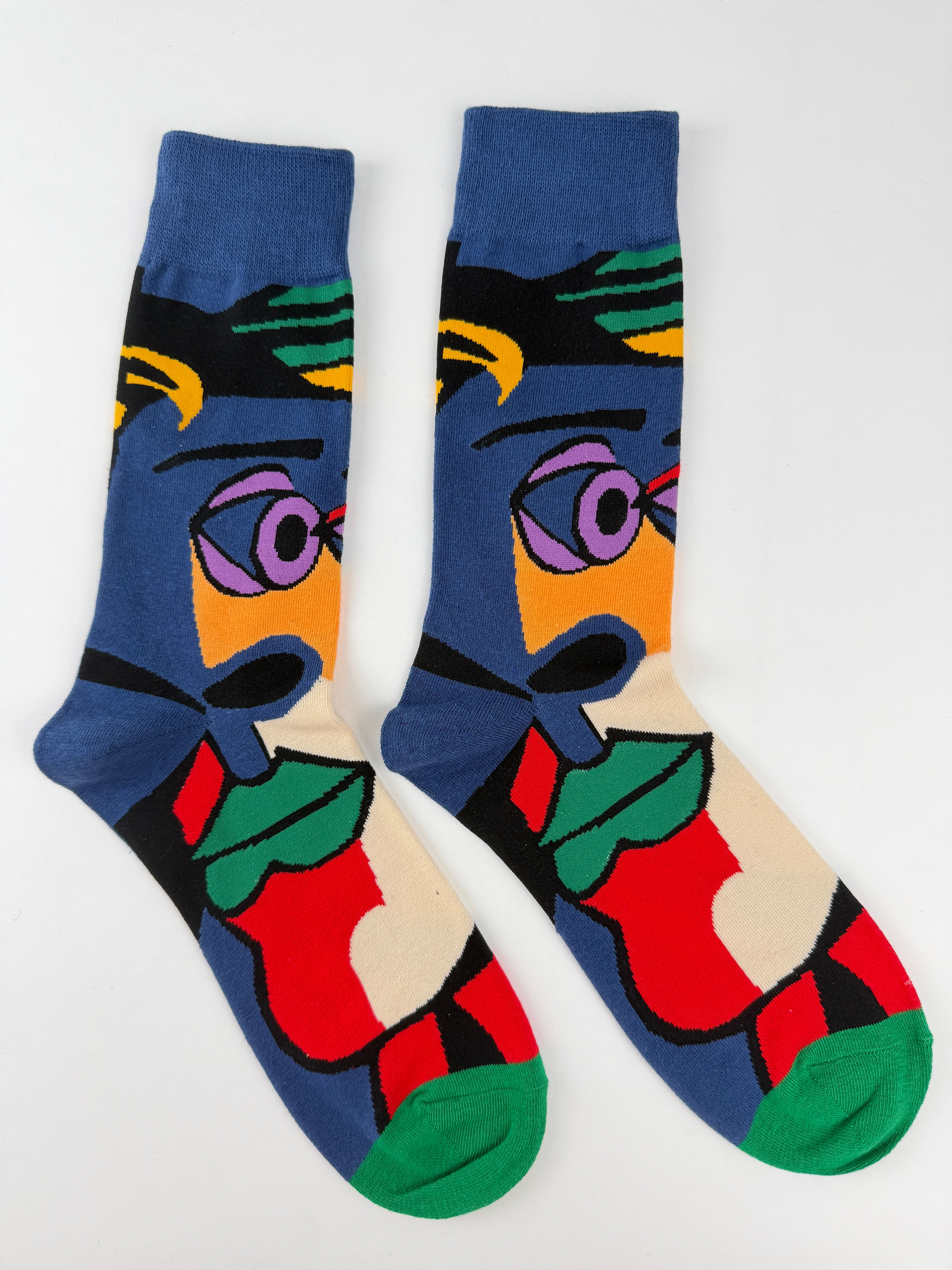 Picasso Collection – Multicolor Abstract Face Art Crew Socks