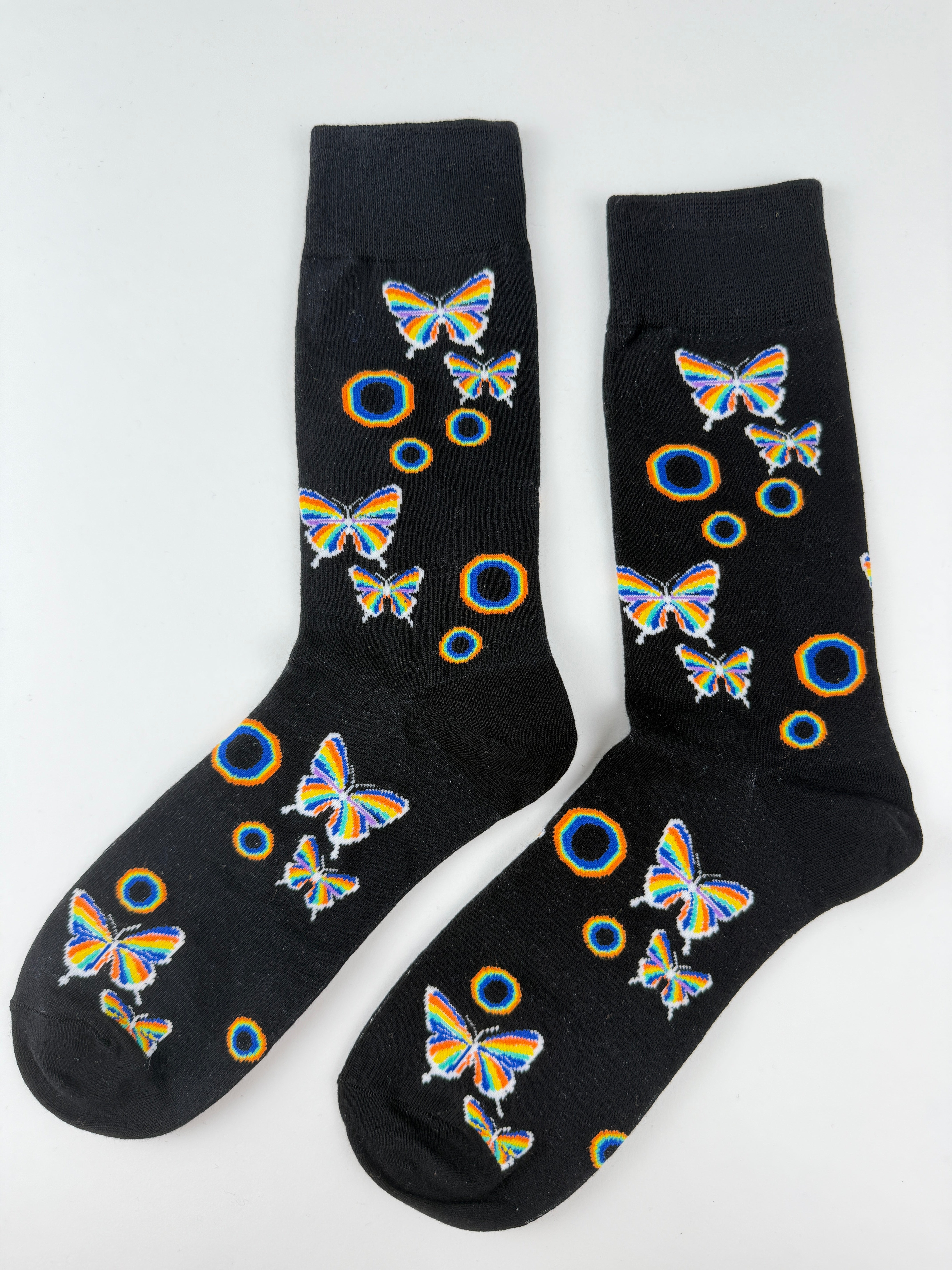 Valentine’s Socks – Rainbow Butterfly Love Crew Socks