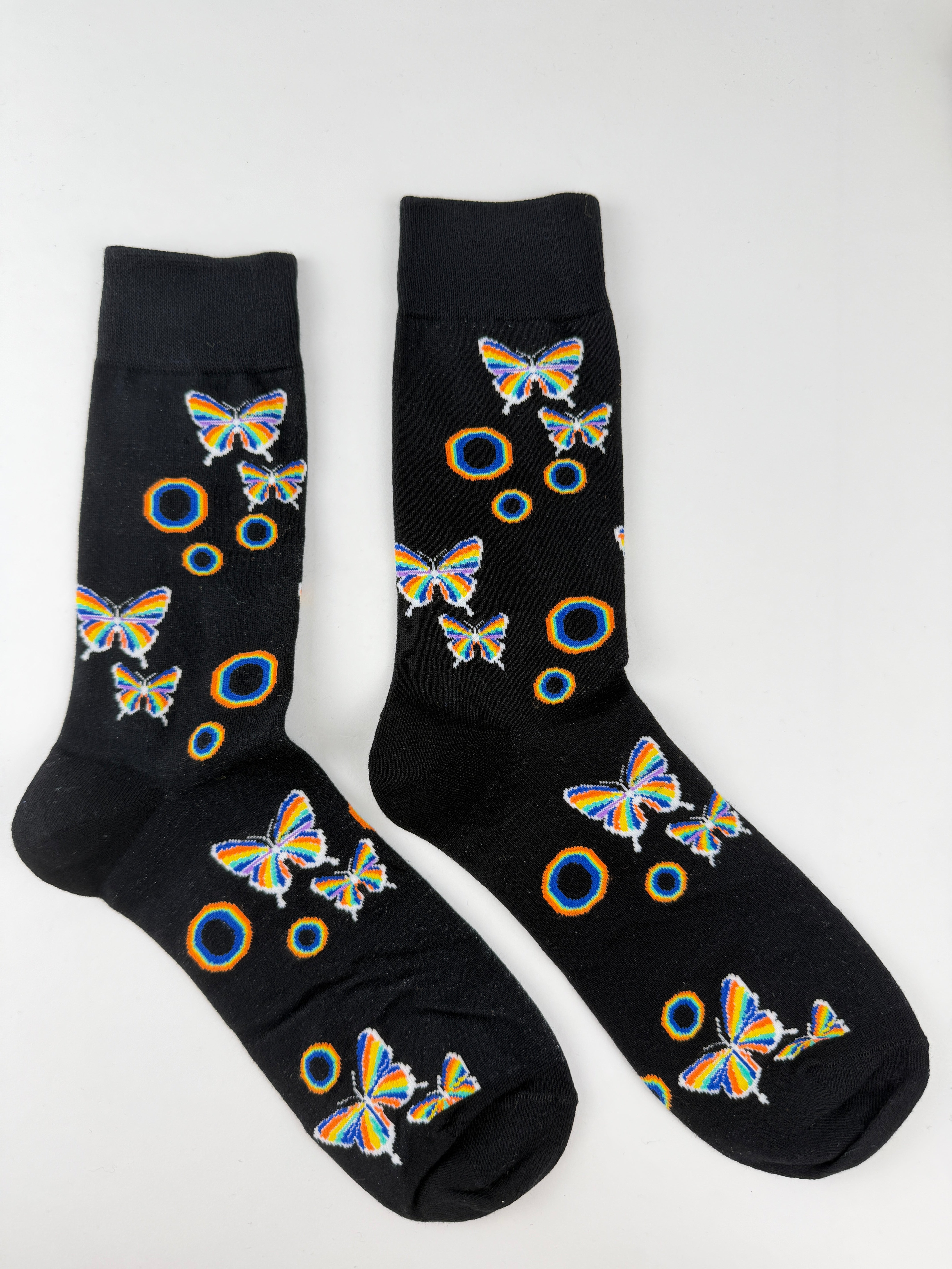 Valentine’s Socks – Rainbow Butterfly Love Crew Socks