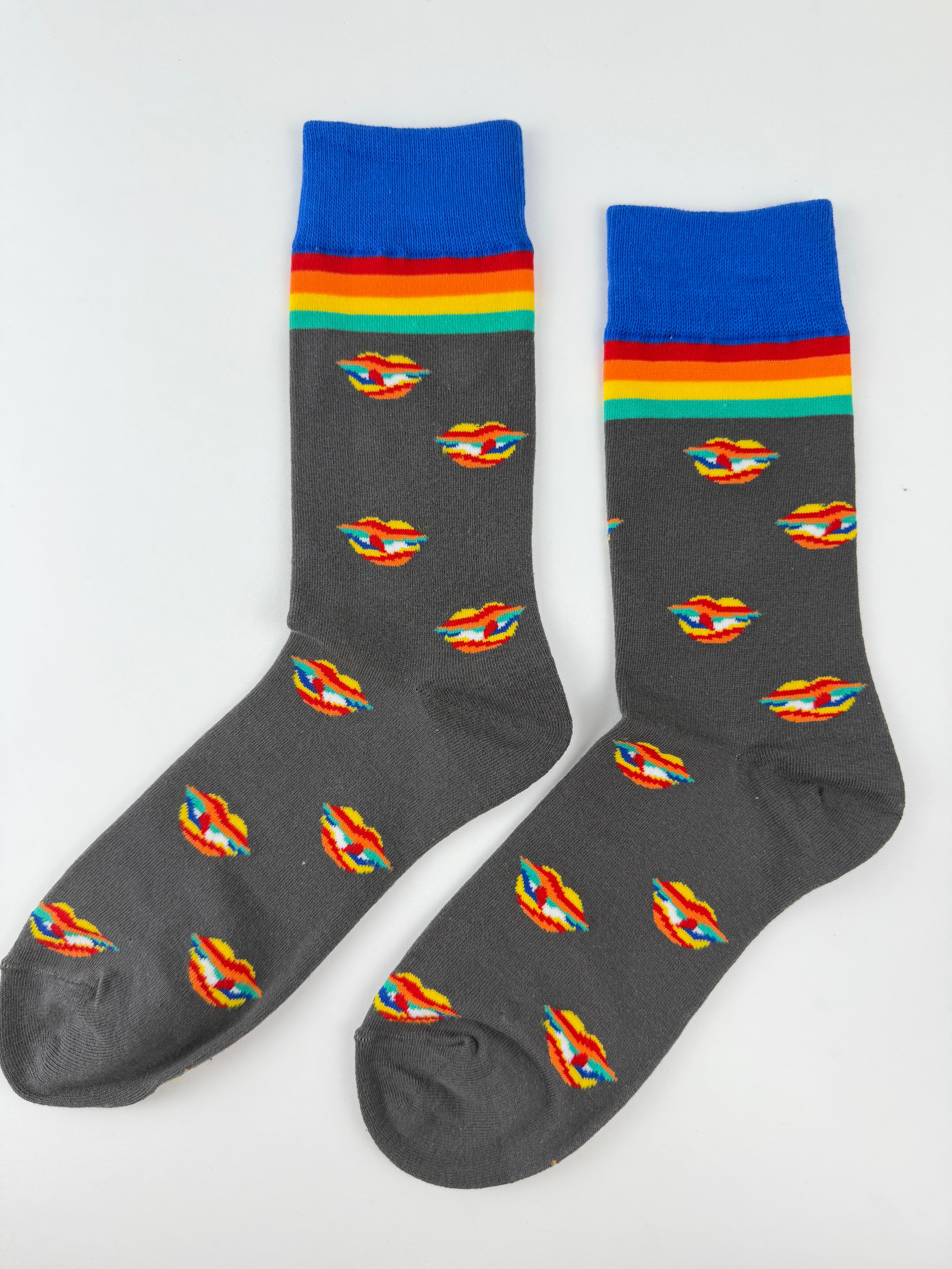 Valentine’s Socks – Rainbow Lips Crew Socks Unisex