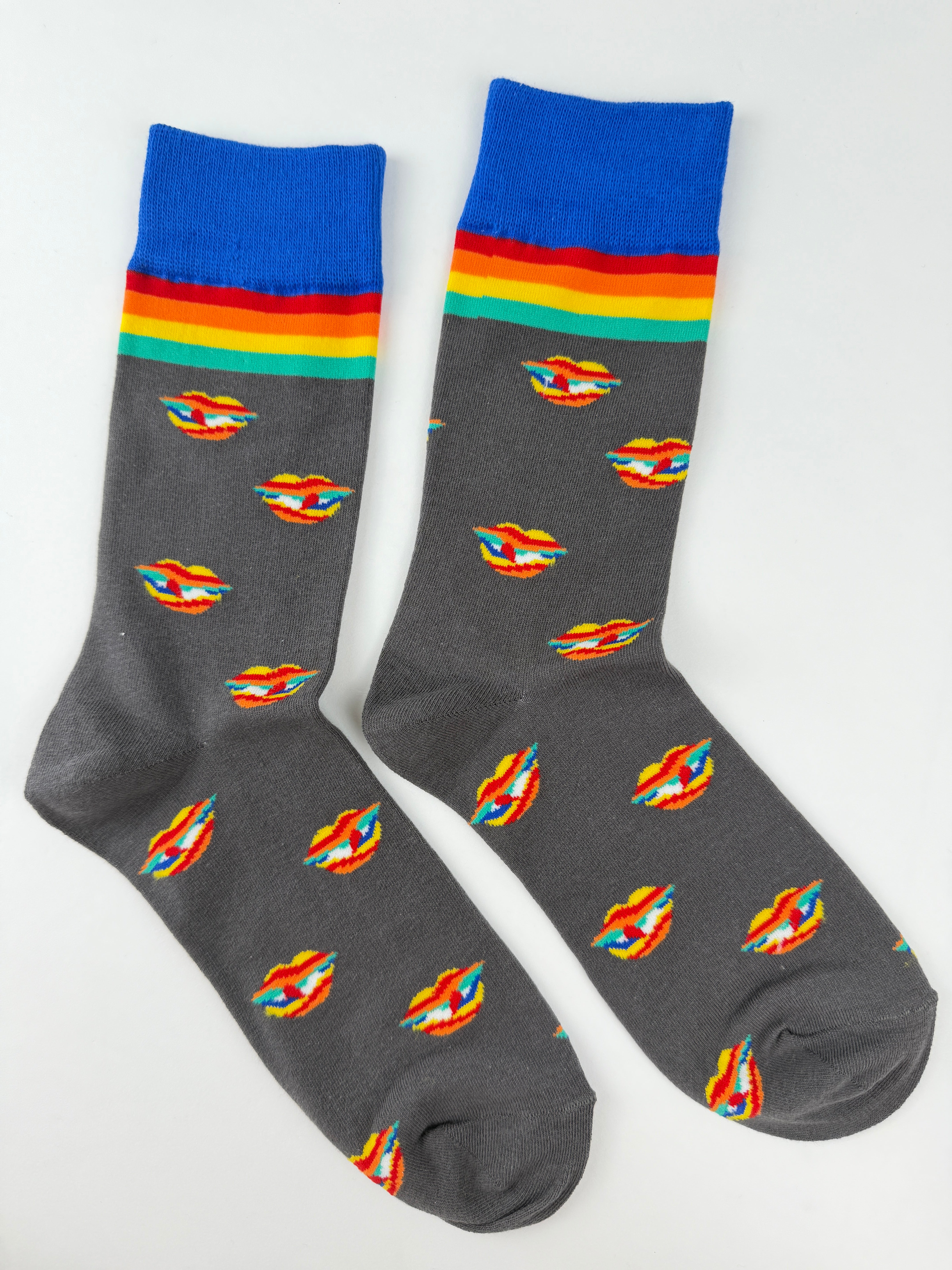 Valentine’s Socks – Rainbow Lips Crew Socks Unisex