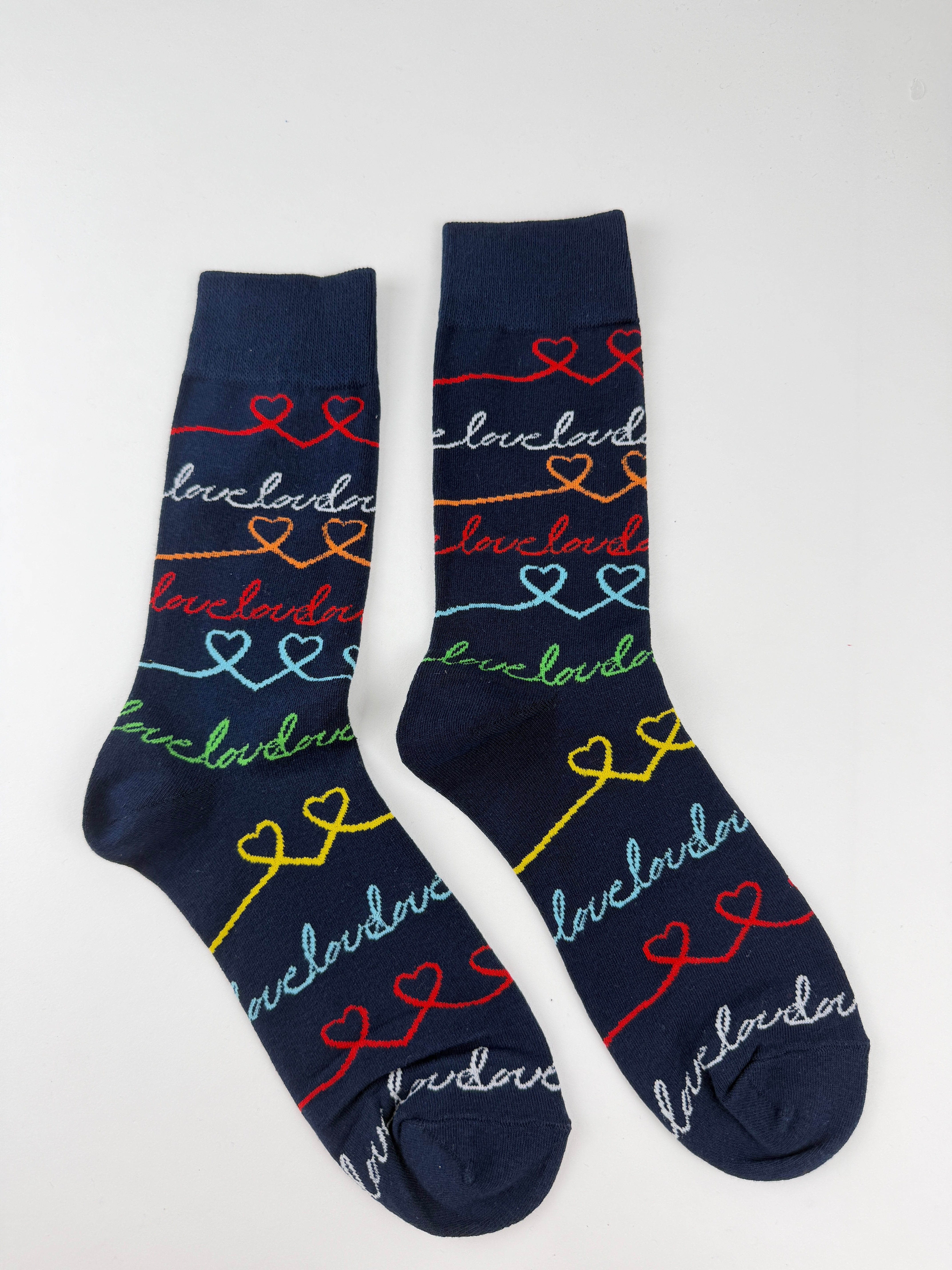 Valentine’s Socks – Rainbow Heart Script Love Unisex