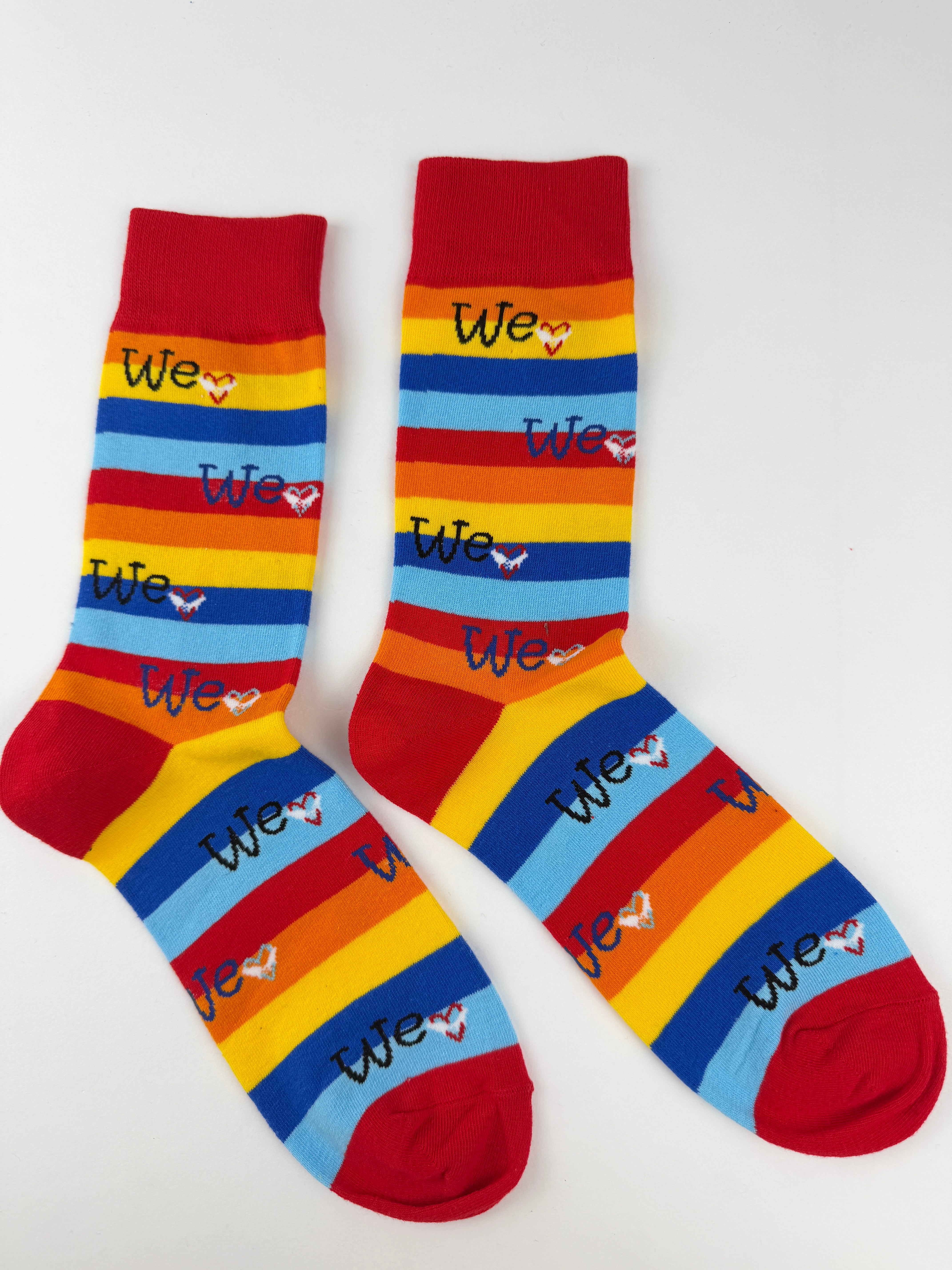 Valentine’s Socks – We Love Striped Rainbow Crew Socks Unisex
