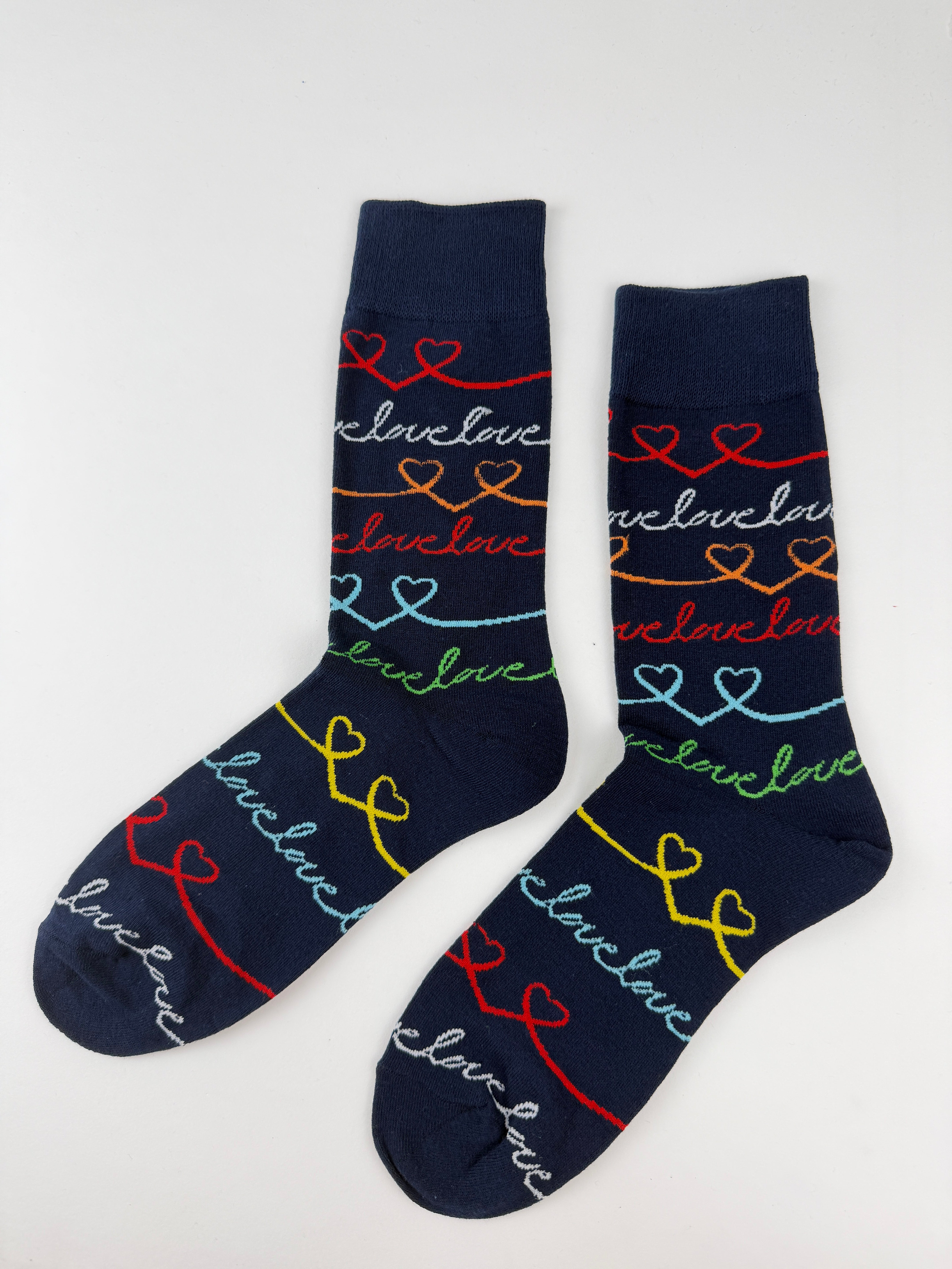 Valentine’s Socks – Rainbow Heart Script Love Unisex