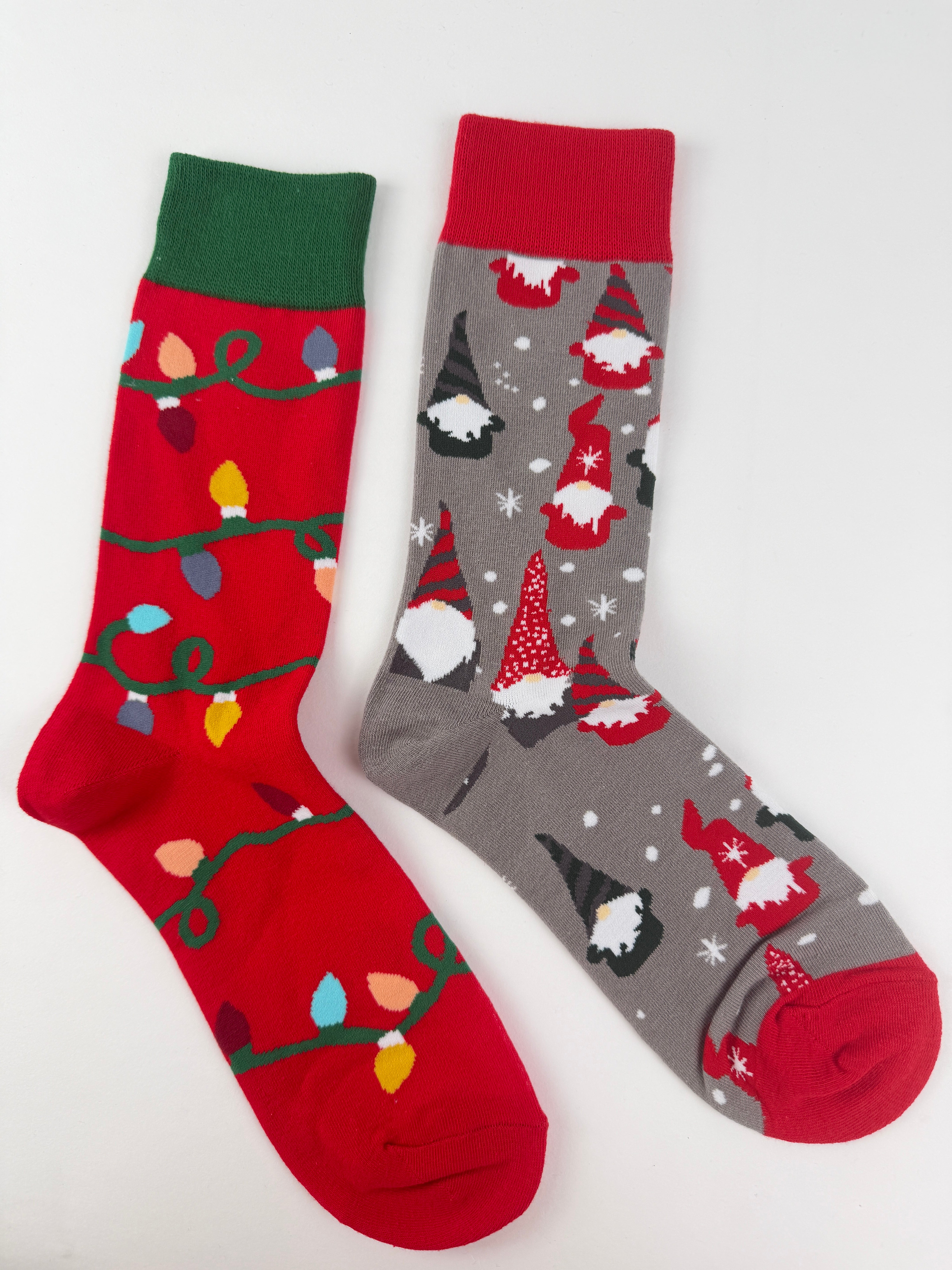 Funny Christmas Socks – Gnomes & Holiday Lights