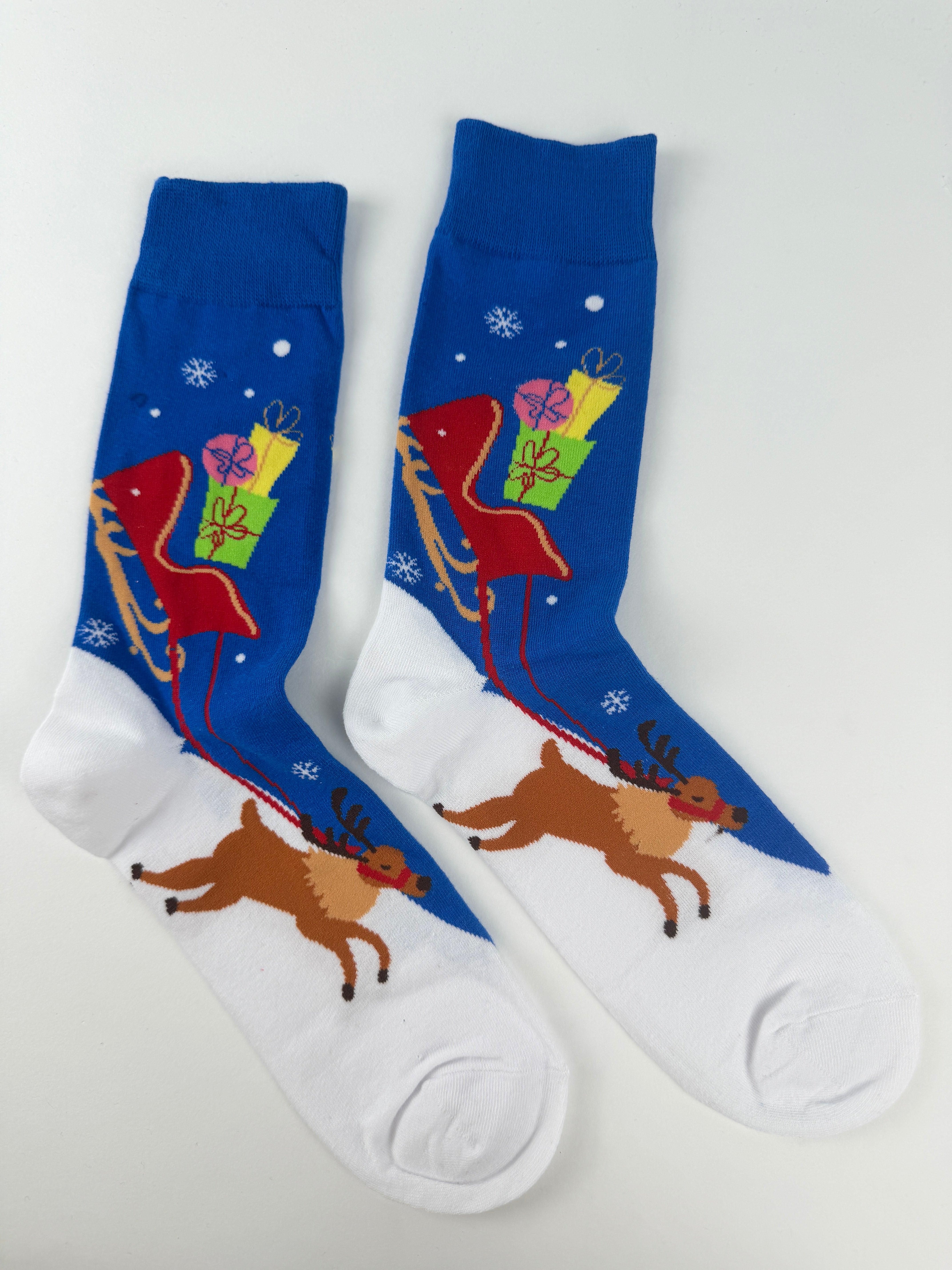 Reindeer Sleigh Ride Christmas Socks – Festive Winter Crew