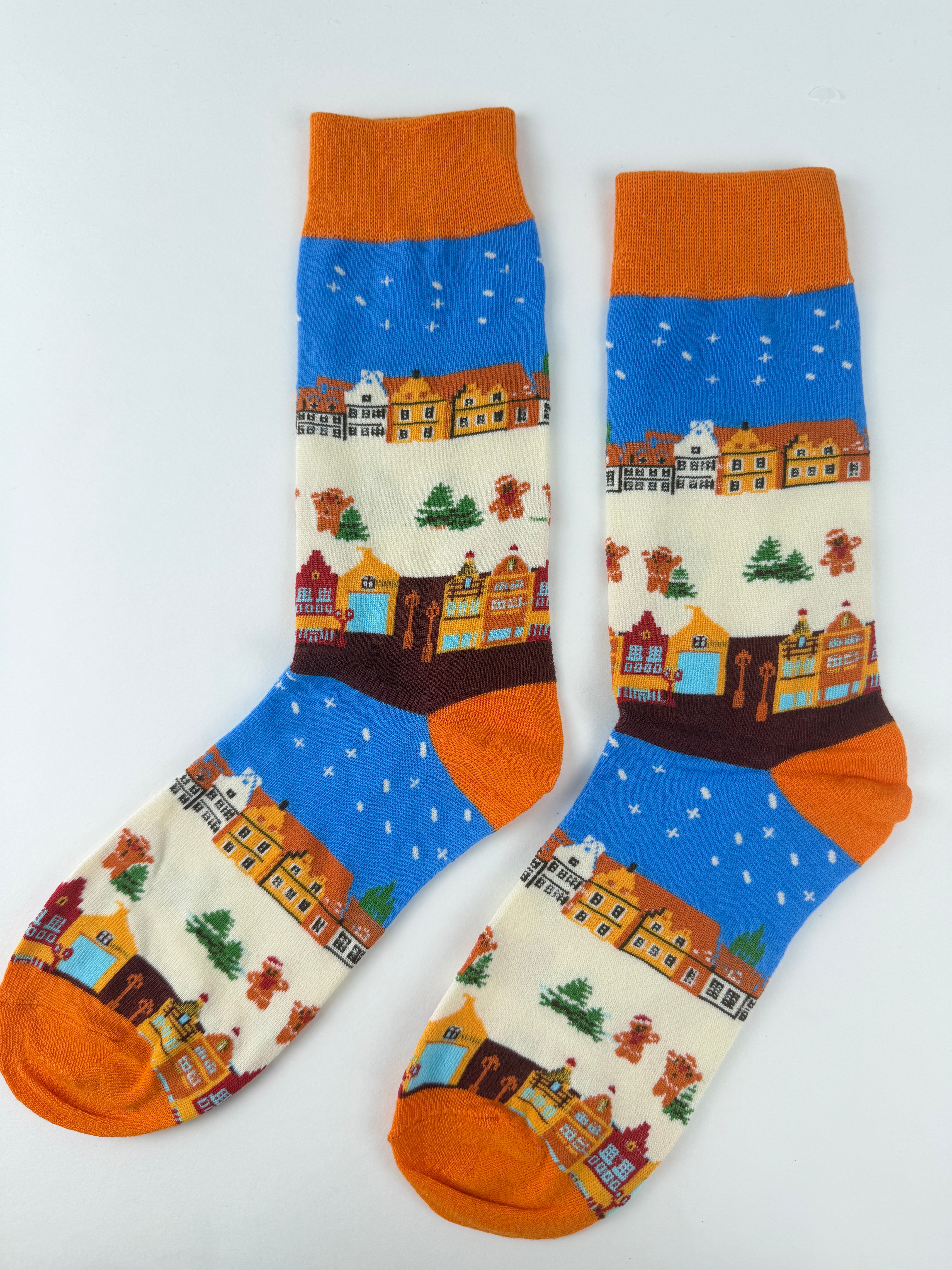 Christmas Village Winter Town Crew Socks