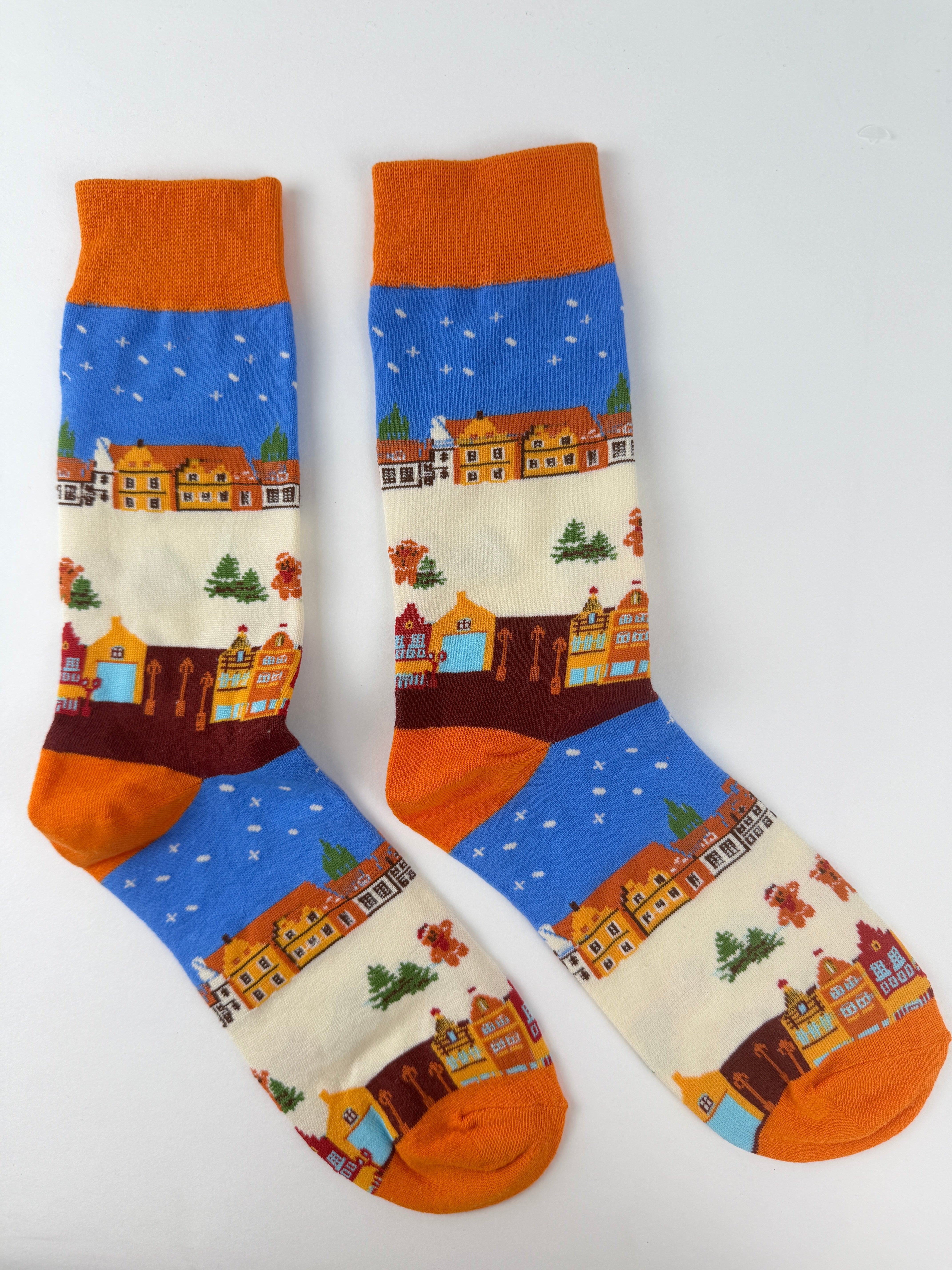 Christmas Village Winter Town Crew Socks