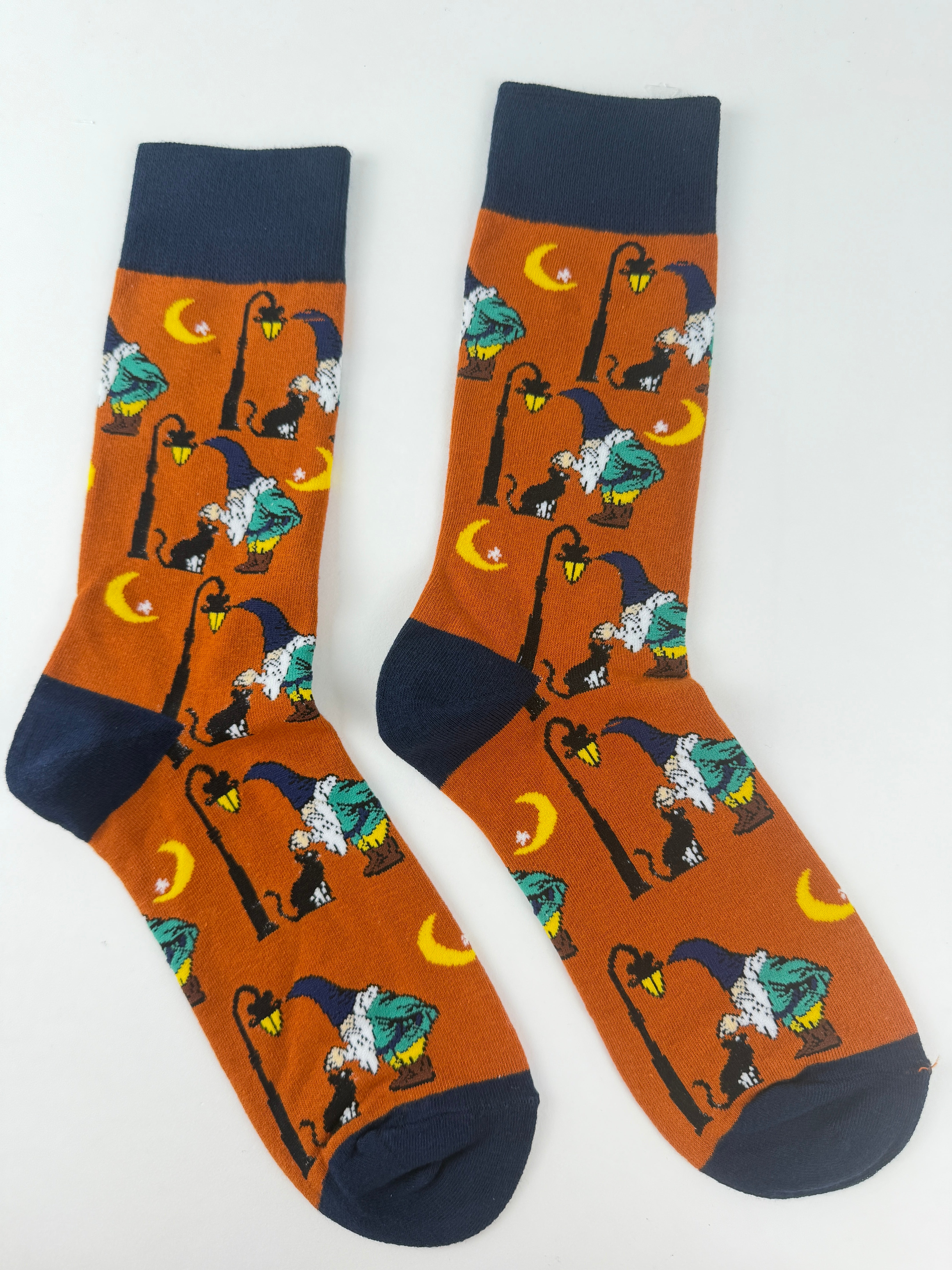 Christmas Gnome & Black Cat Crew Socks