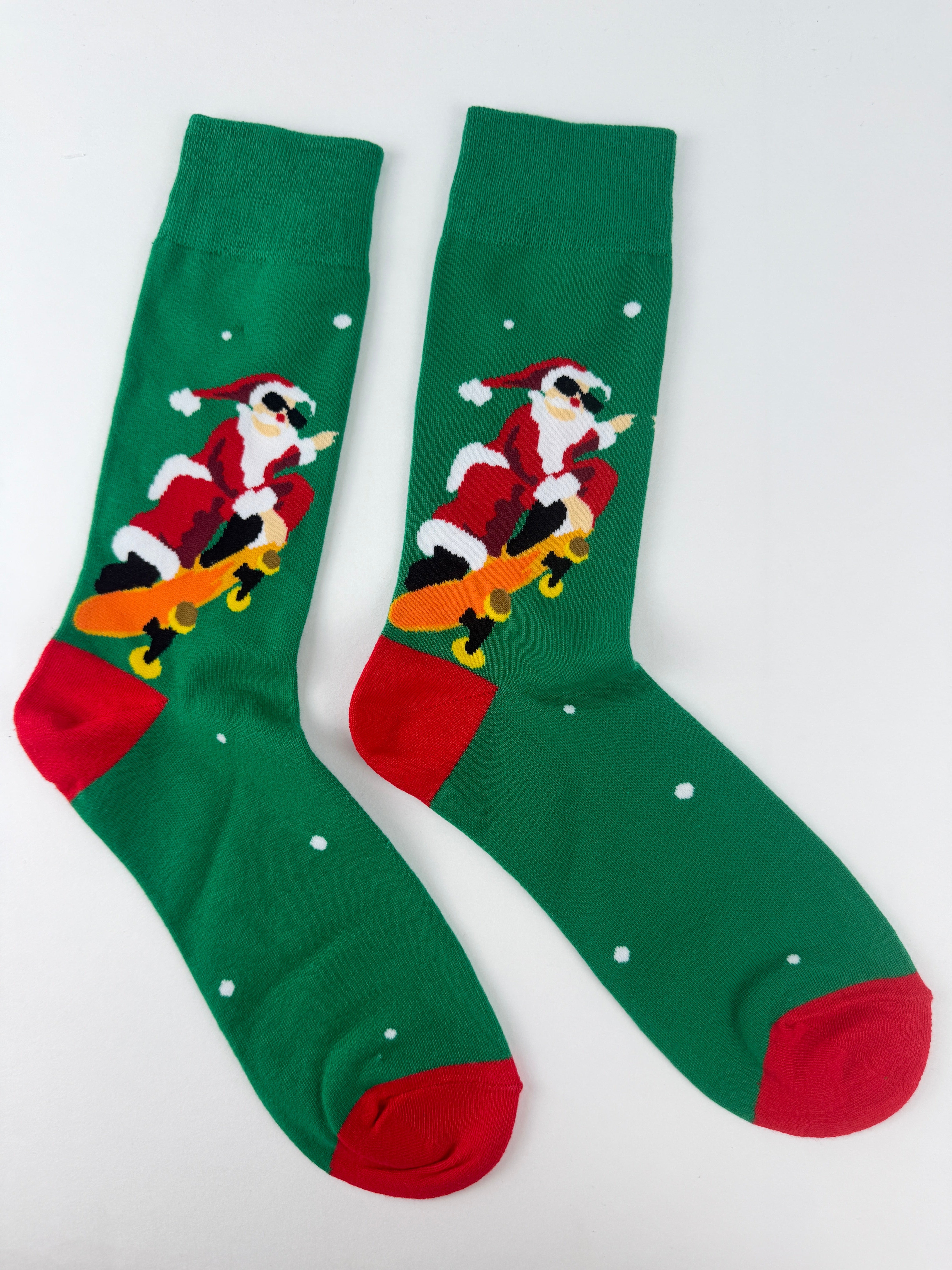 Skateboarding Santa Socks – Fun Holiday Crew