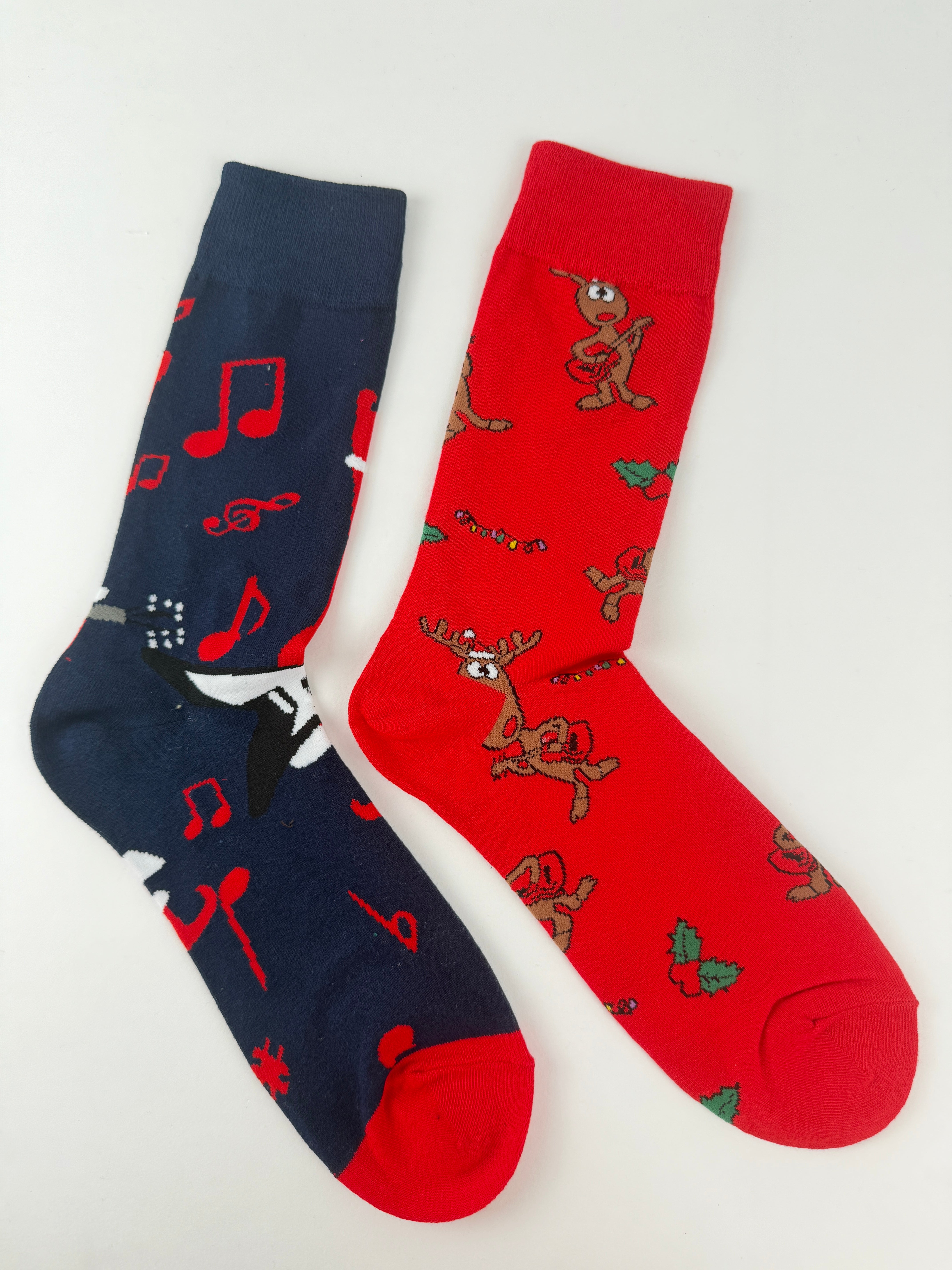 Rockin’ Christmas Socks – Santa Guitar & Reindeer Music Print
