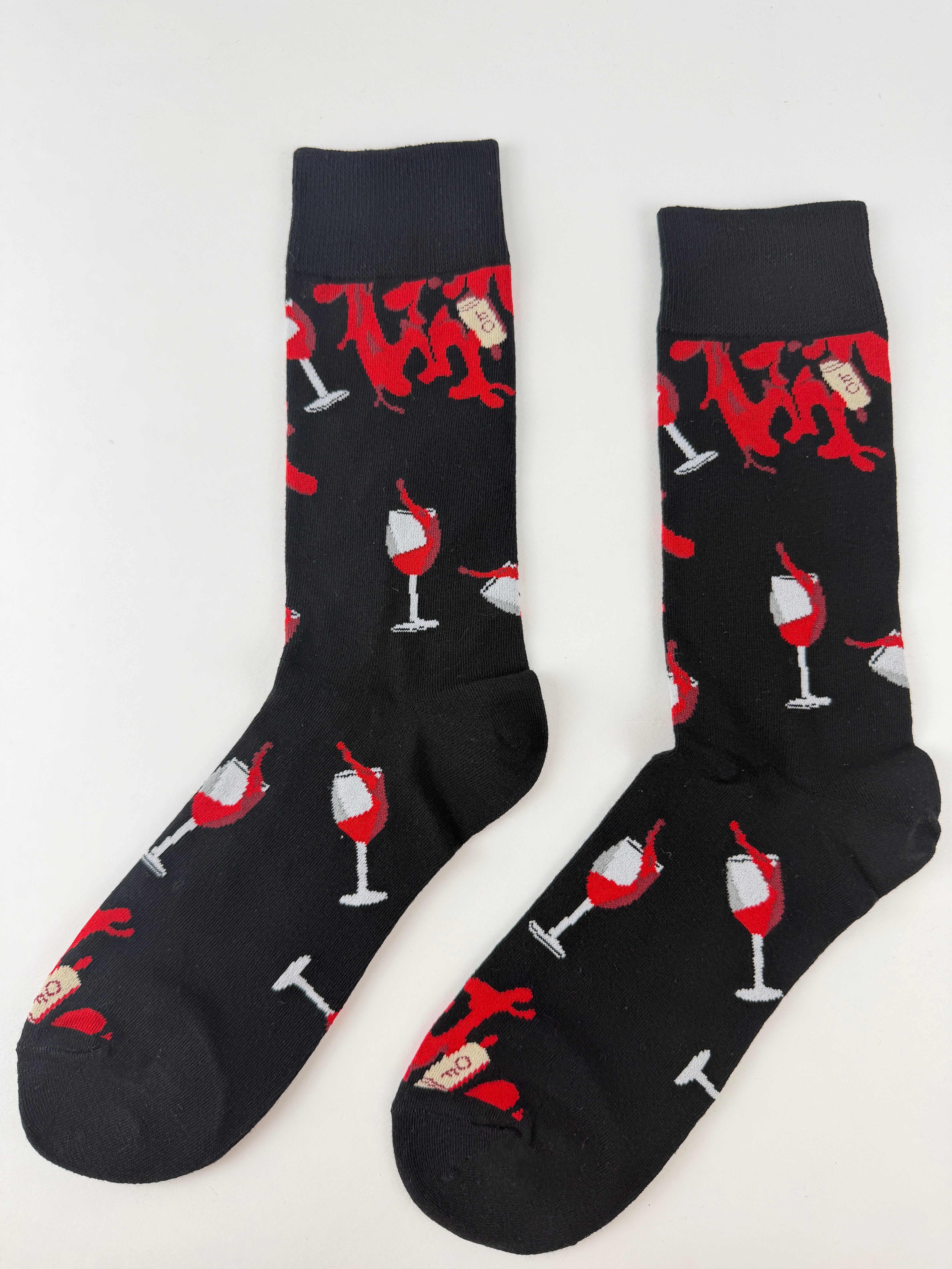 Food Socks – Red Wine Glass Pattern