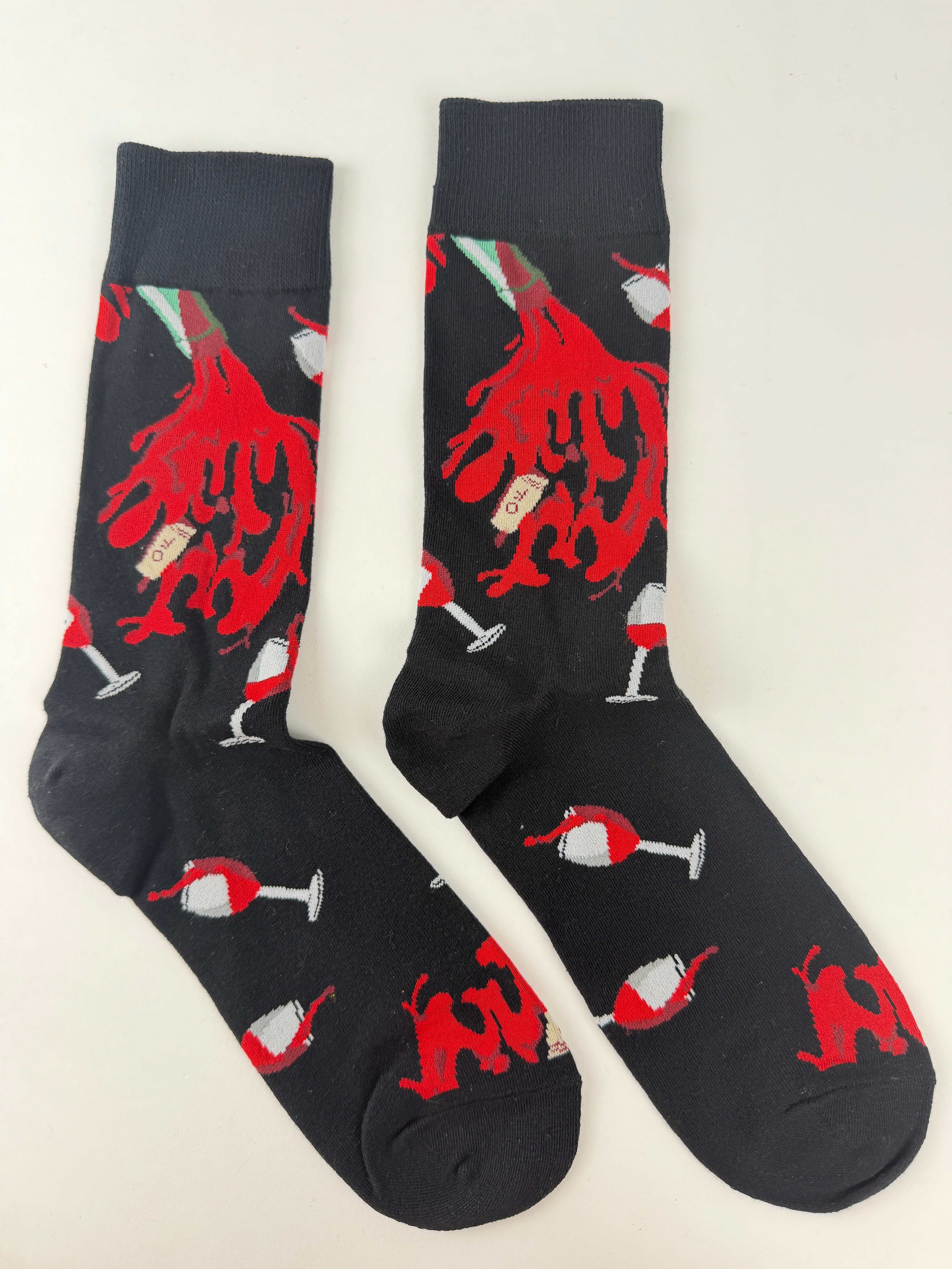 Food Socks – Red Wine Glass Pattern