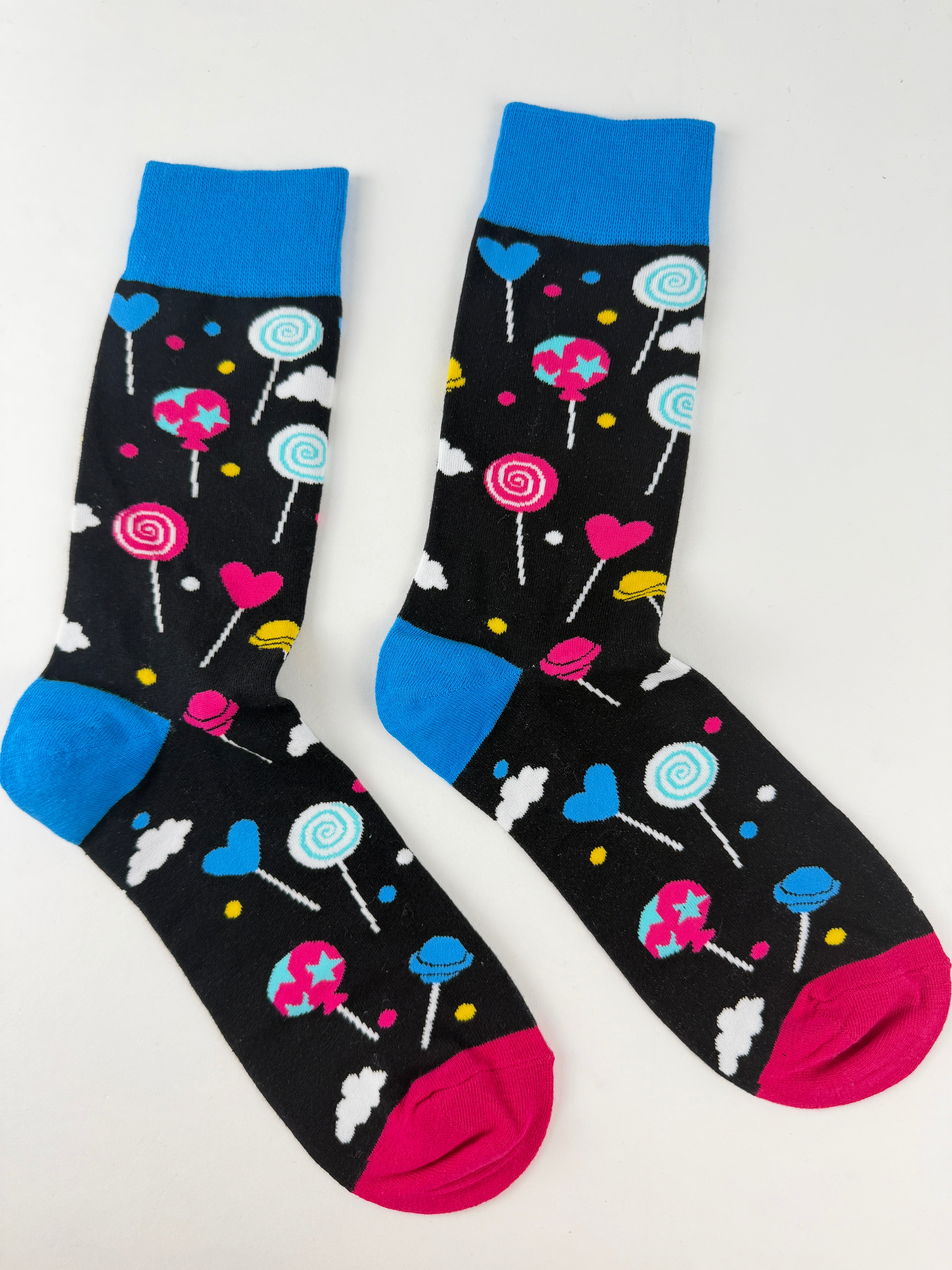 Dessert Socks – Colorful Lollipop Pattern Black