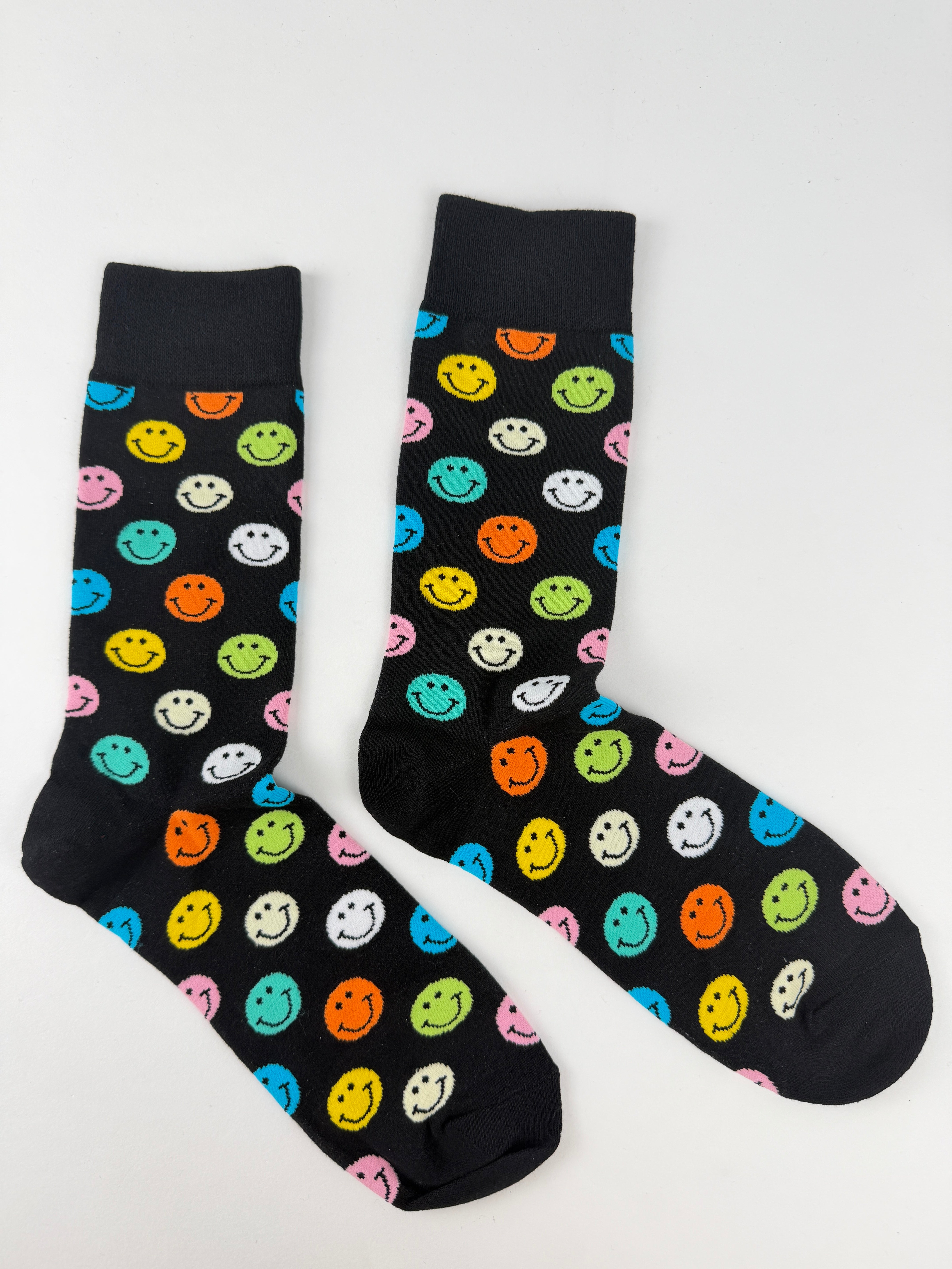 Multicolor Smiley Face Crew Socks