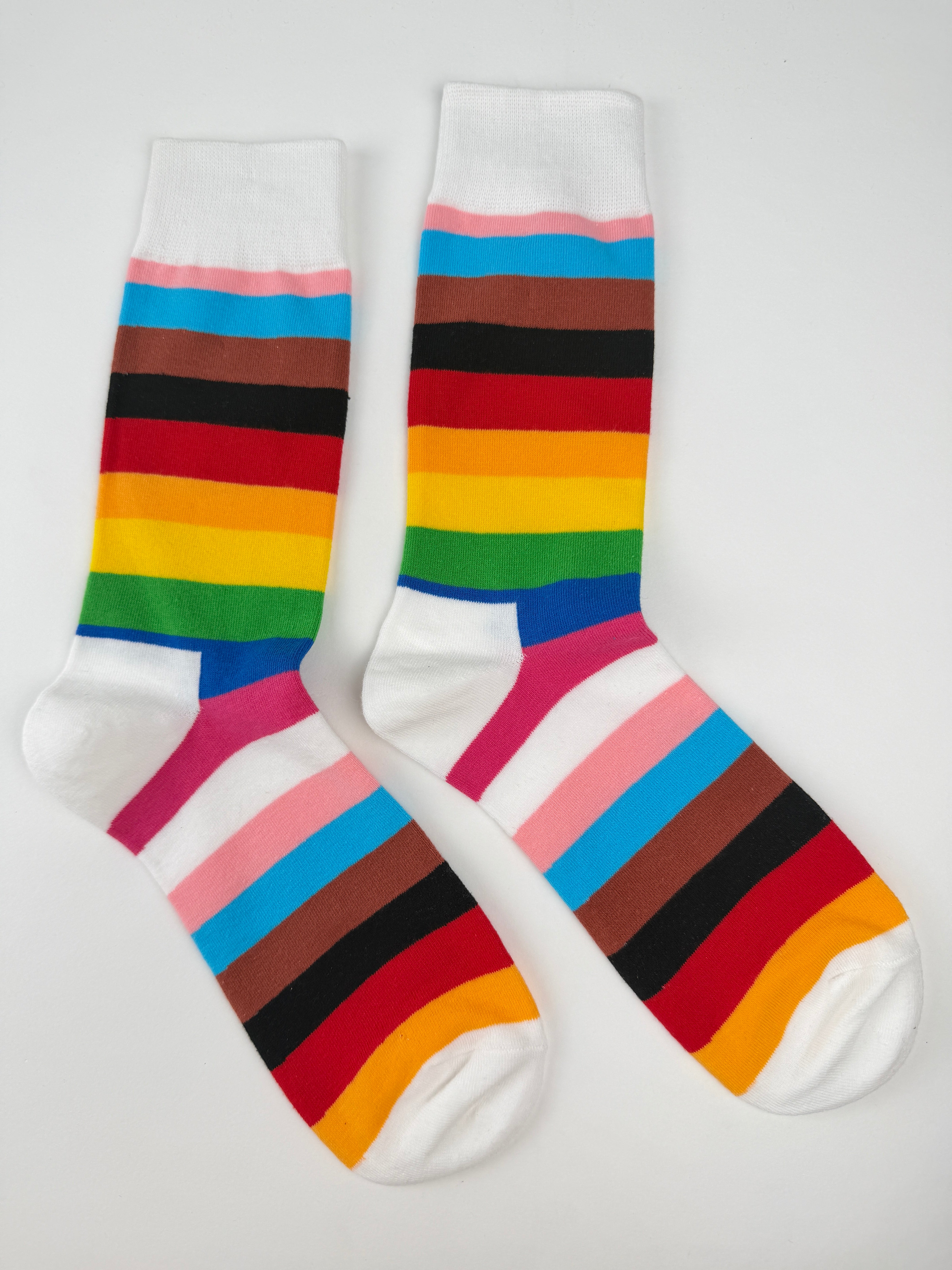 White Multicolor Stripe Socks