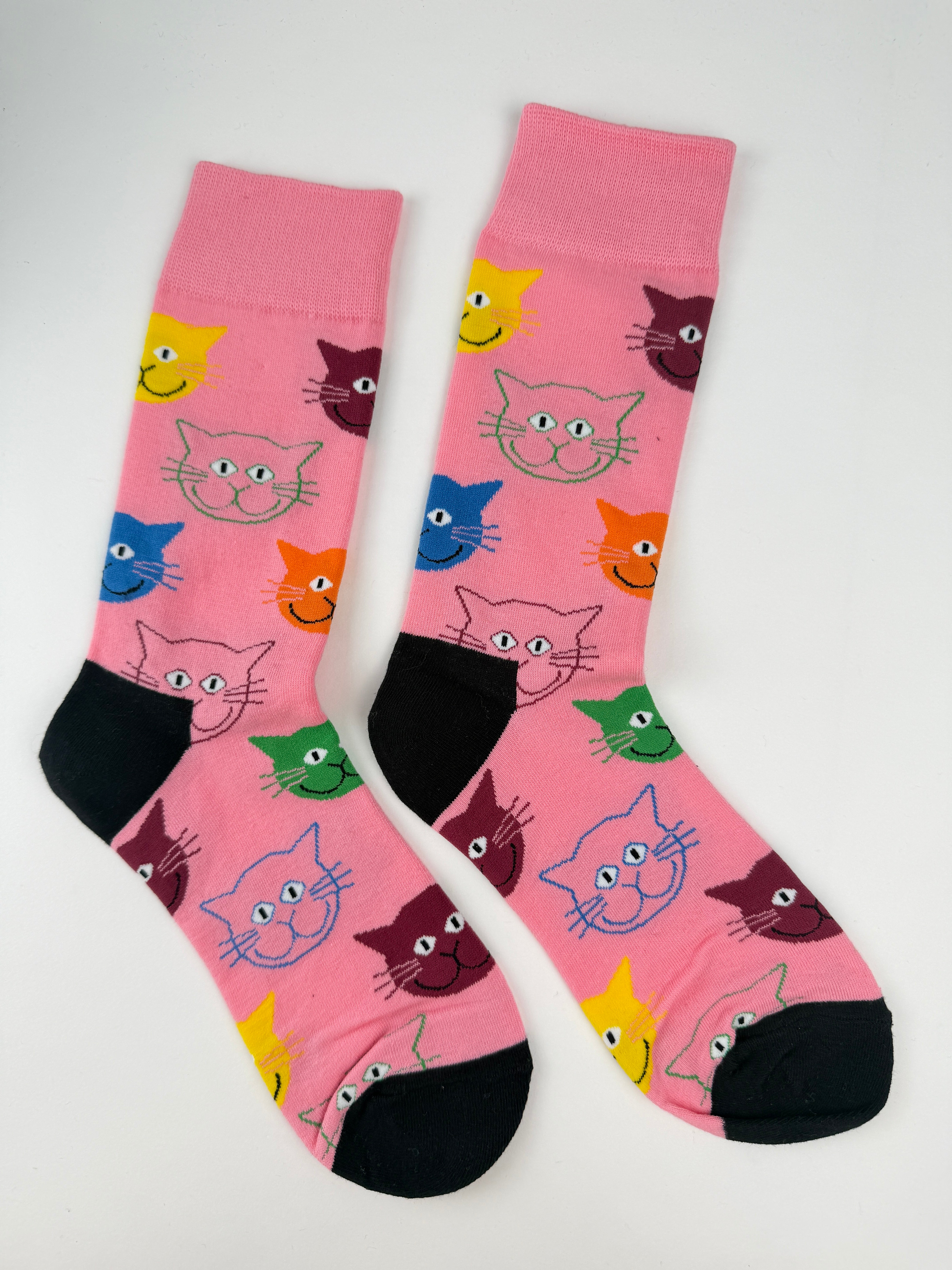 Animal Socks – Sketch Cat Face Crew Socks