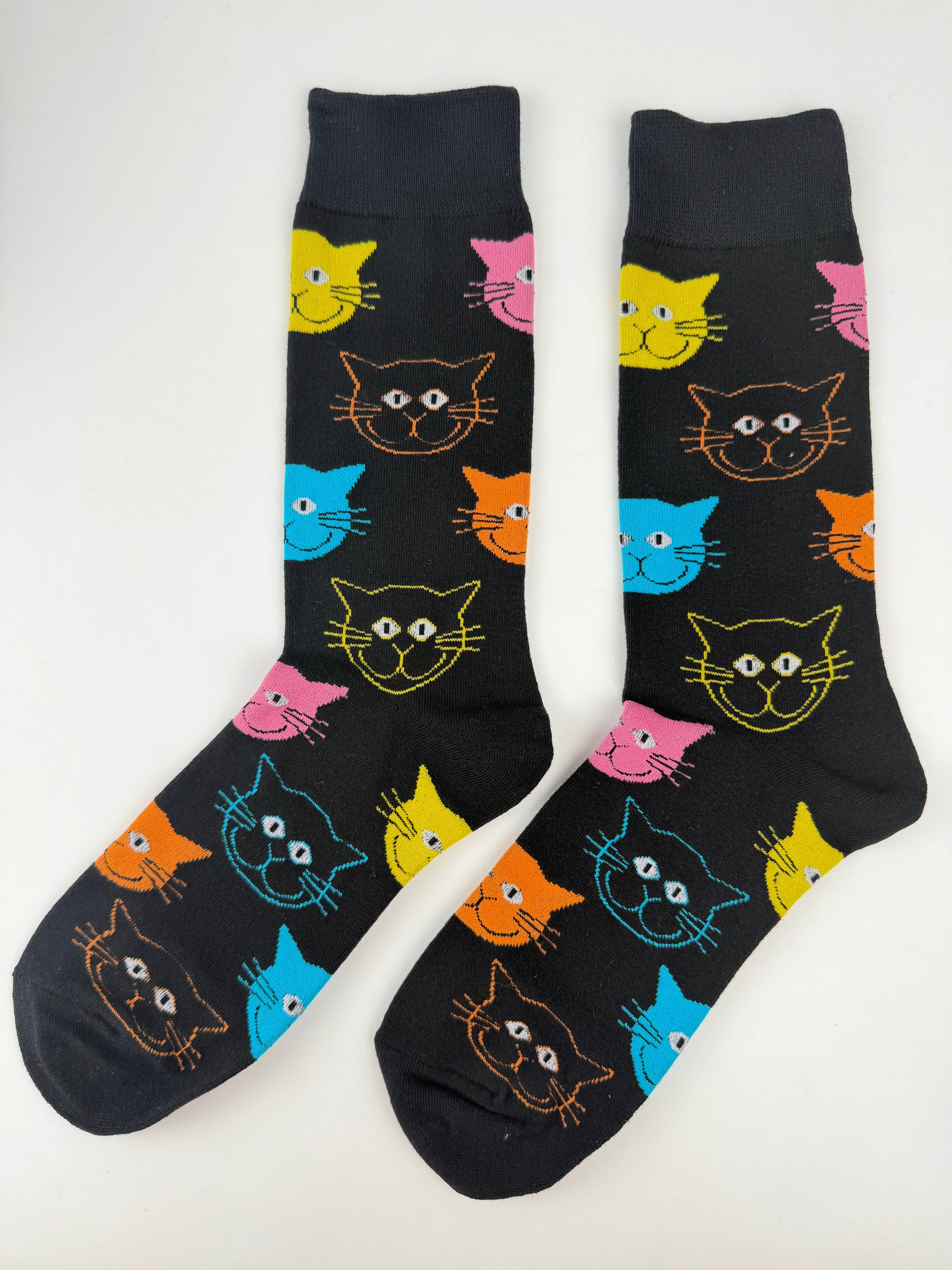 Animal Socks – Sketch Cat Face Crew Socks
