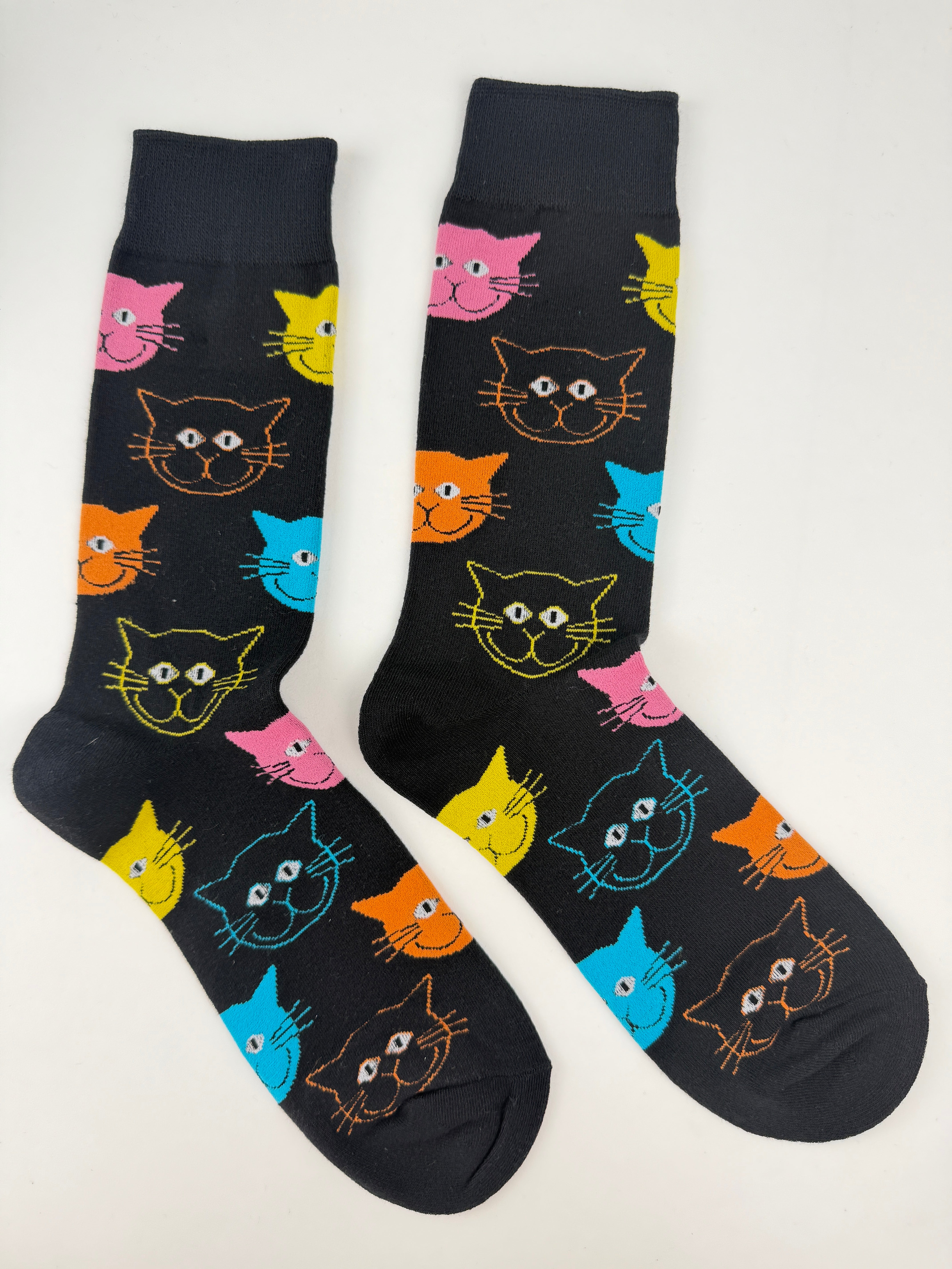 Animal Socks – Sketch Cat Face Crew Socks