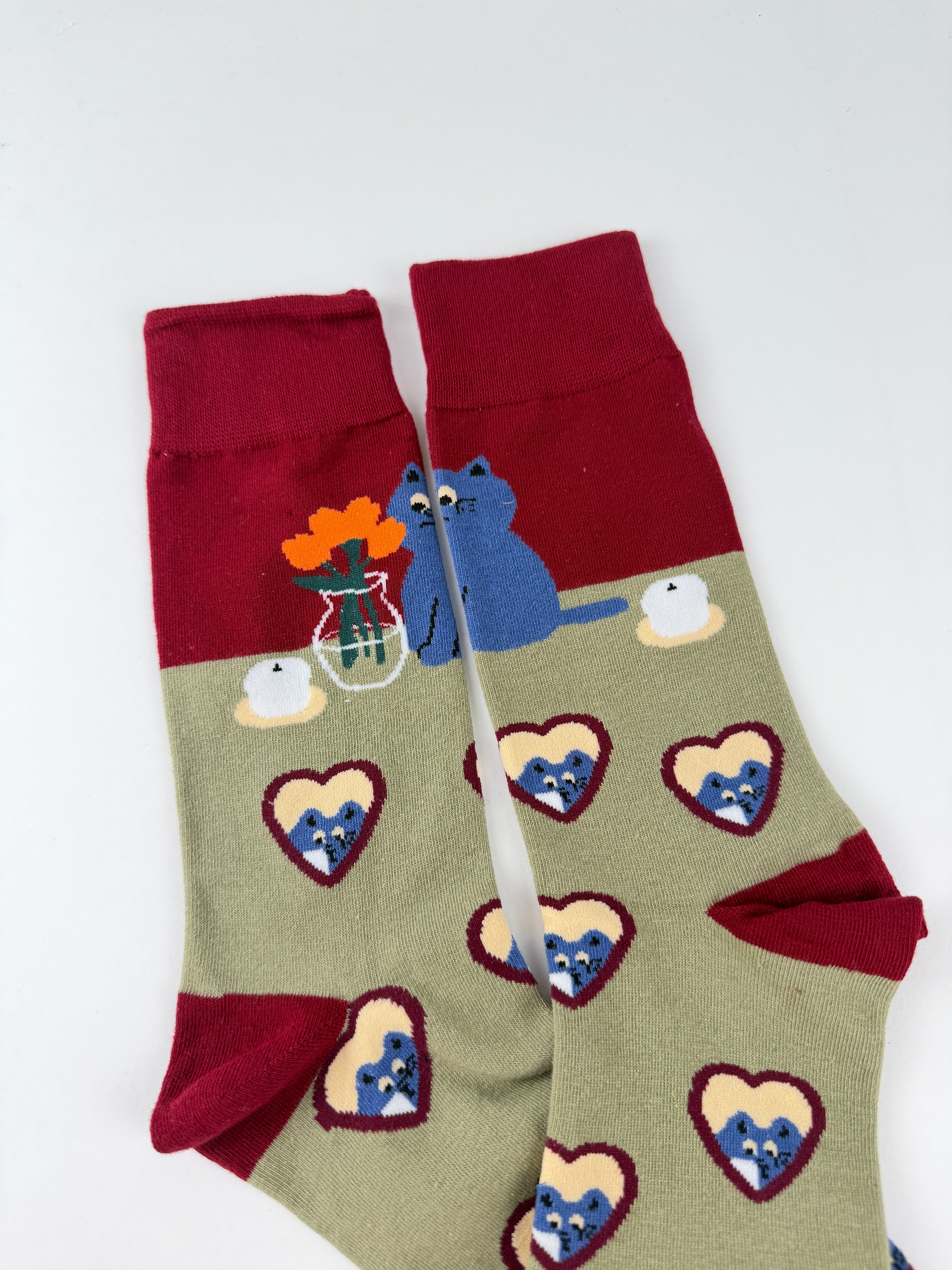 Cute Cat Heart Crew Socks